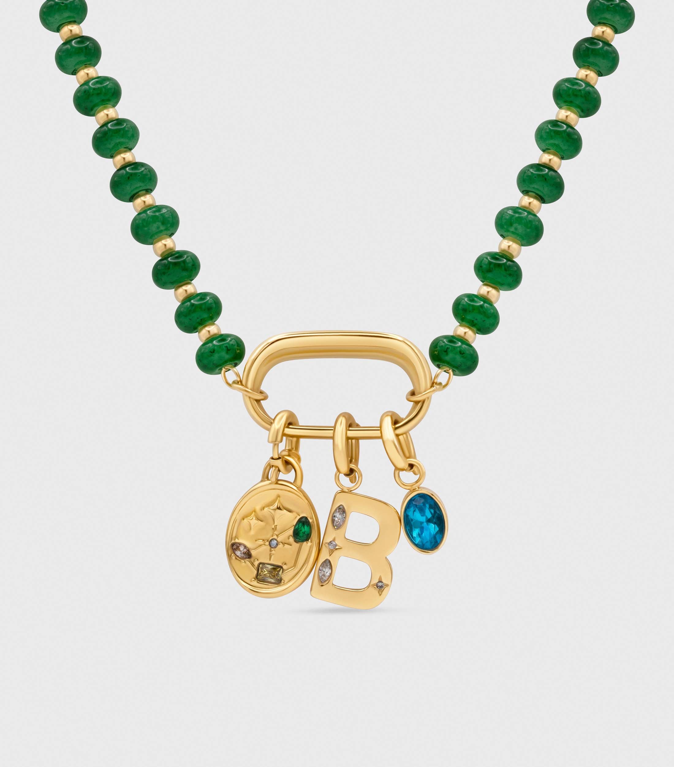 Green Beaded Charm Necklace Gift Set