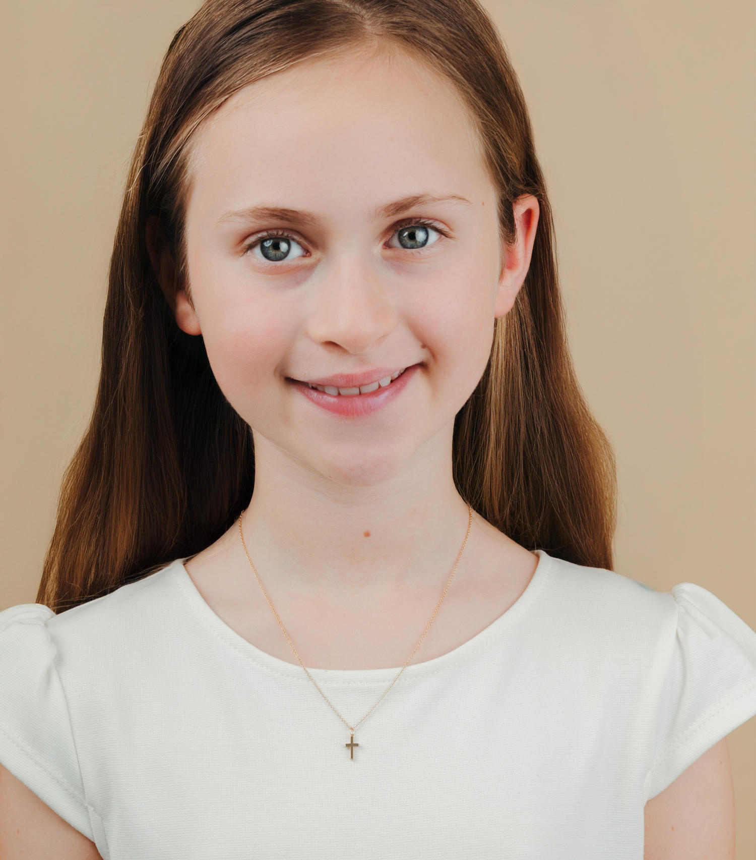 9K Gold with 4 Lab Grown Diamond Cross Pendant