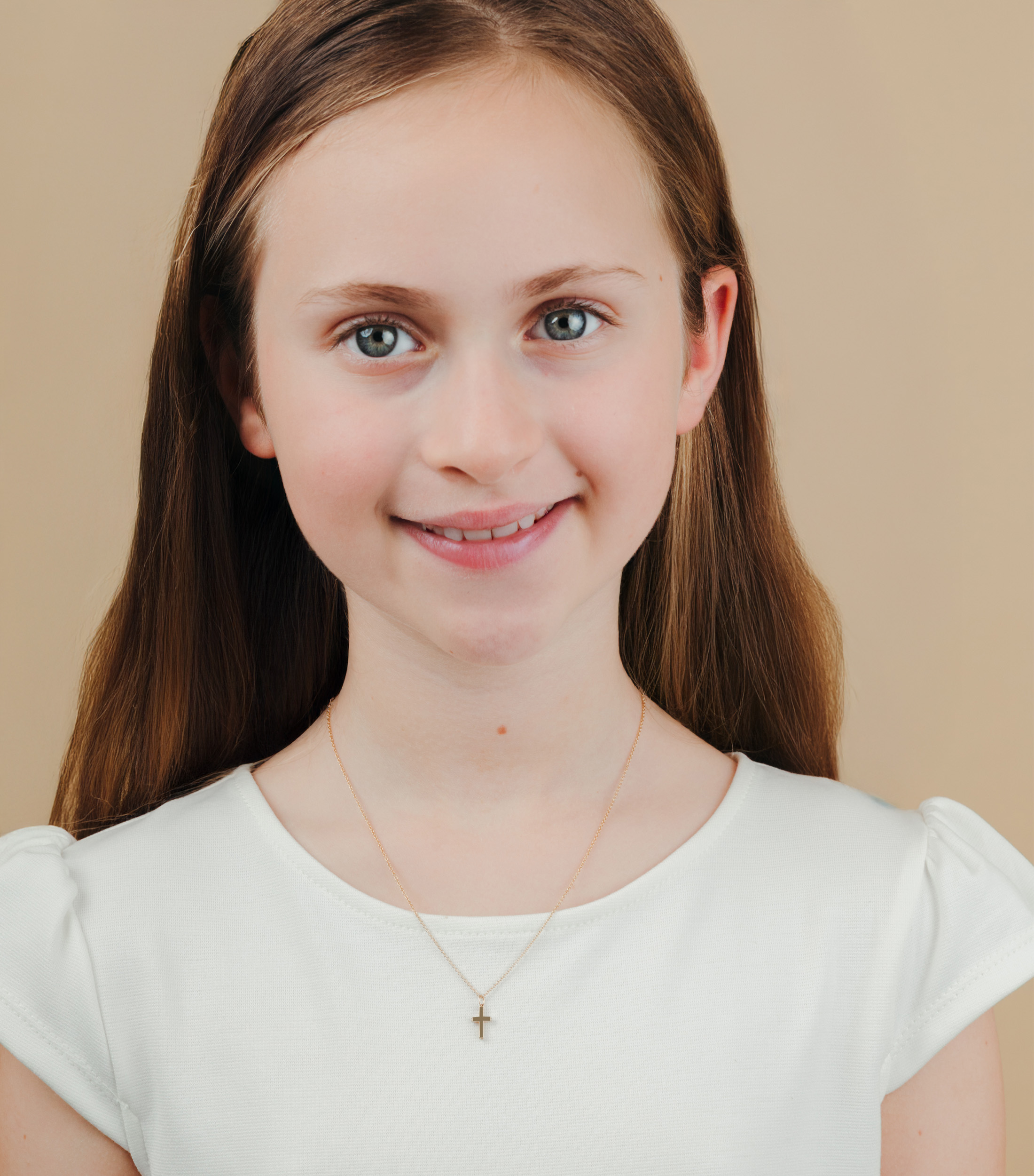 9K Gold with 4 Lab Grown Diamond Cross Pendant