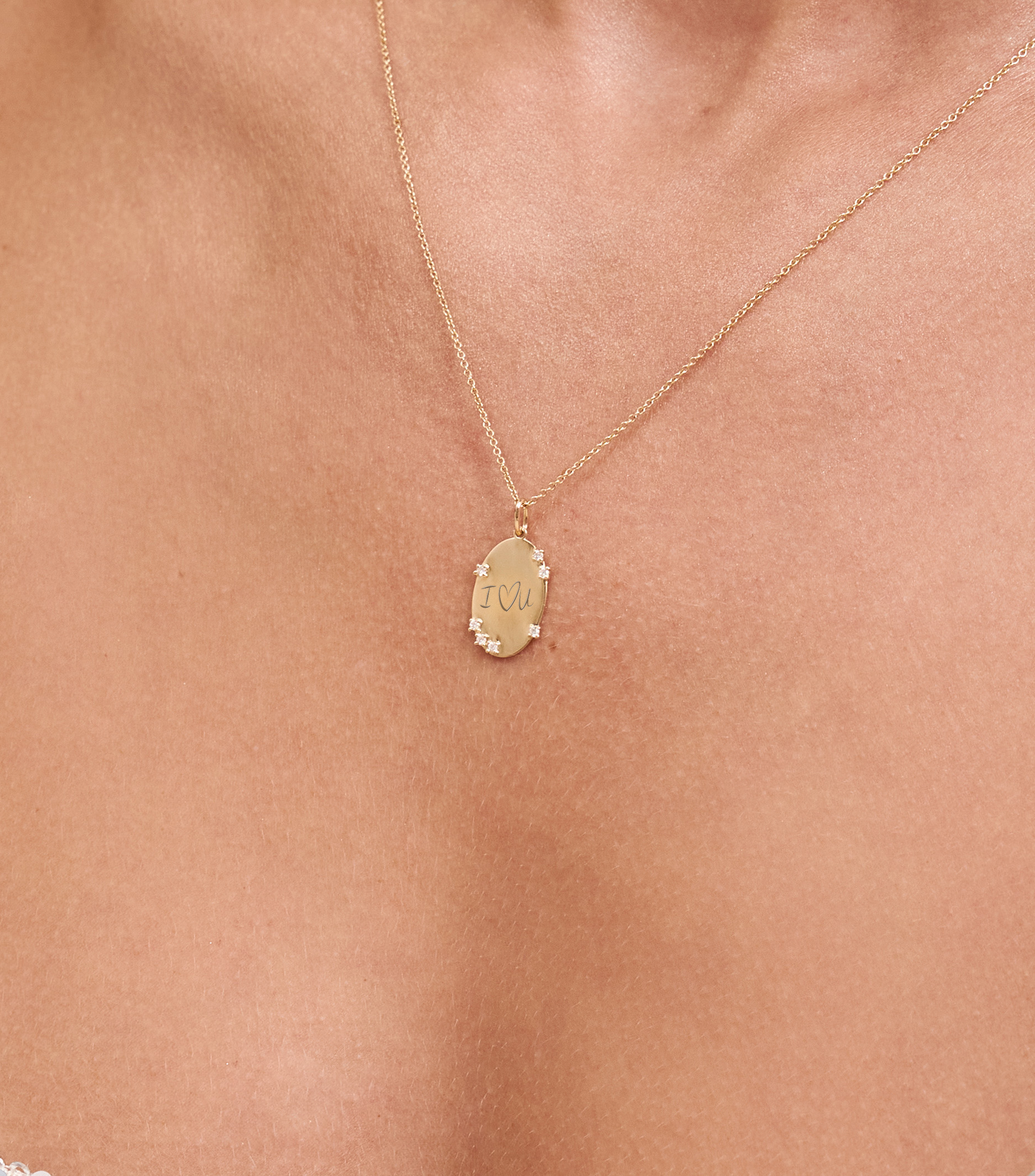 9K Celestial with 7 Lab-Grown Diamond Pendant with Script or Engraving