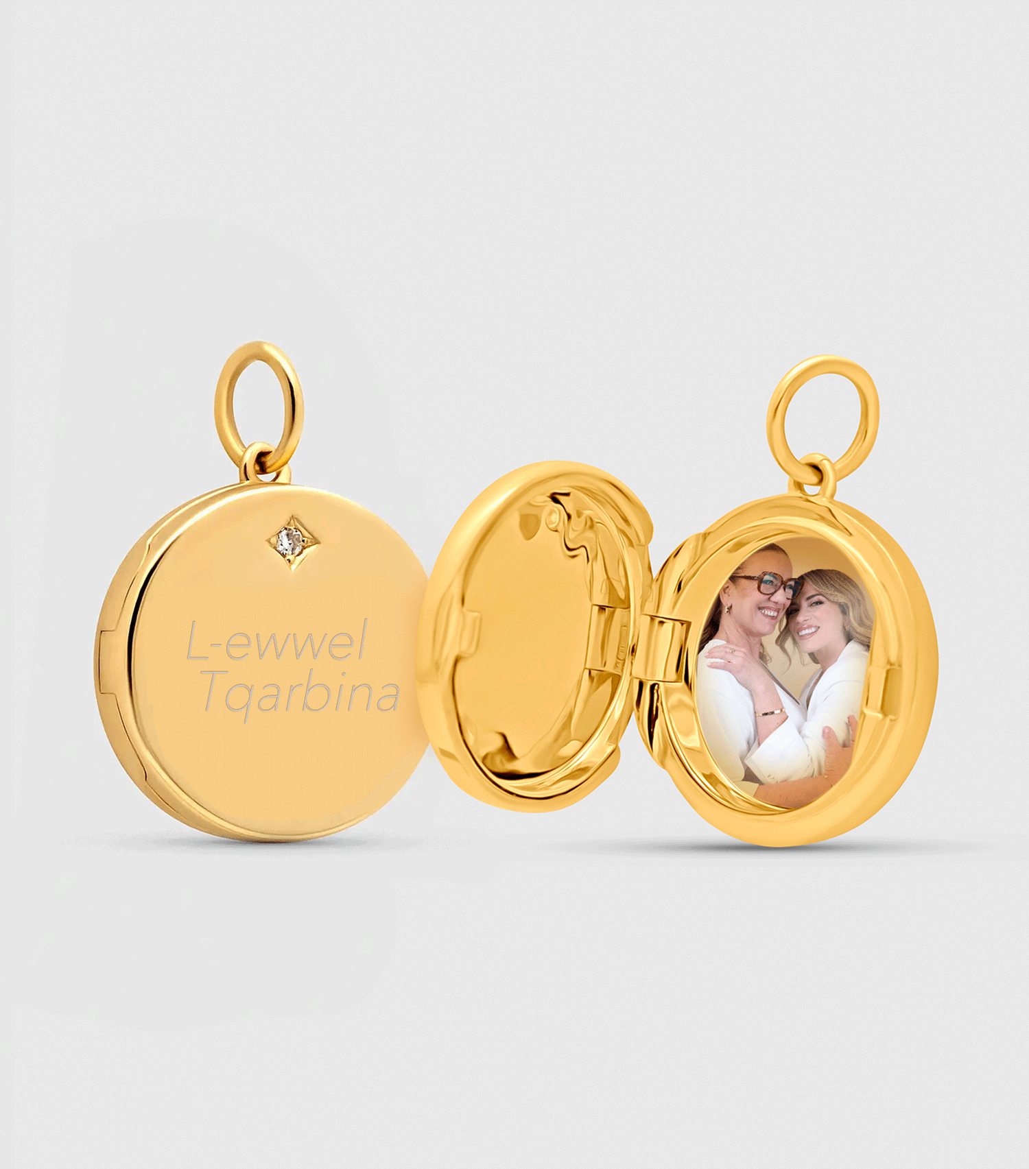 9K Solid Gold Blessed Engraving Locket with Lab Grown Diamond