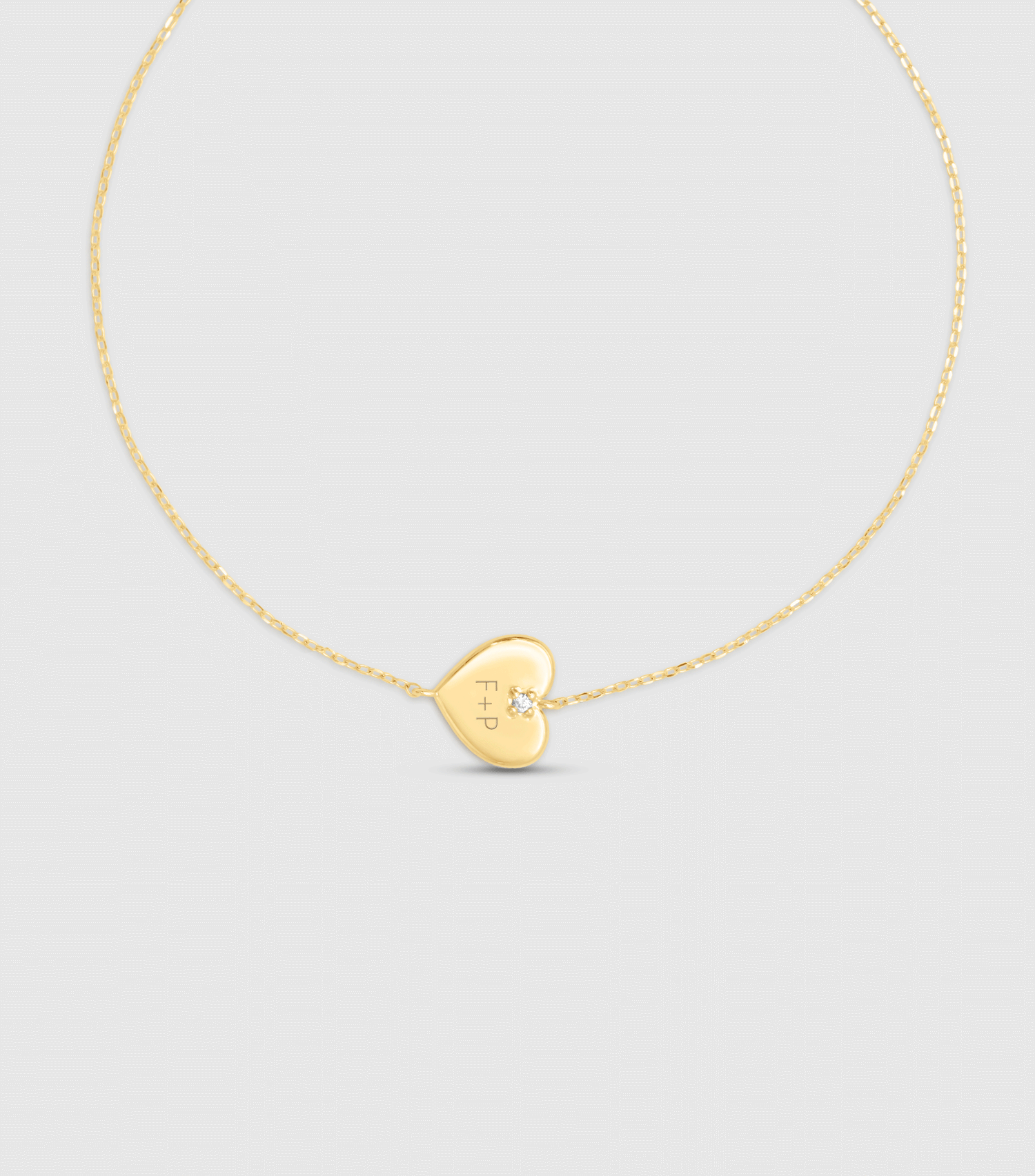9K Solid Gold Heart Bracelet with a Lab-Grown Diamond