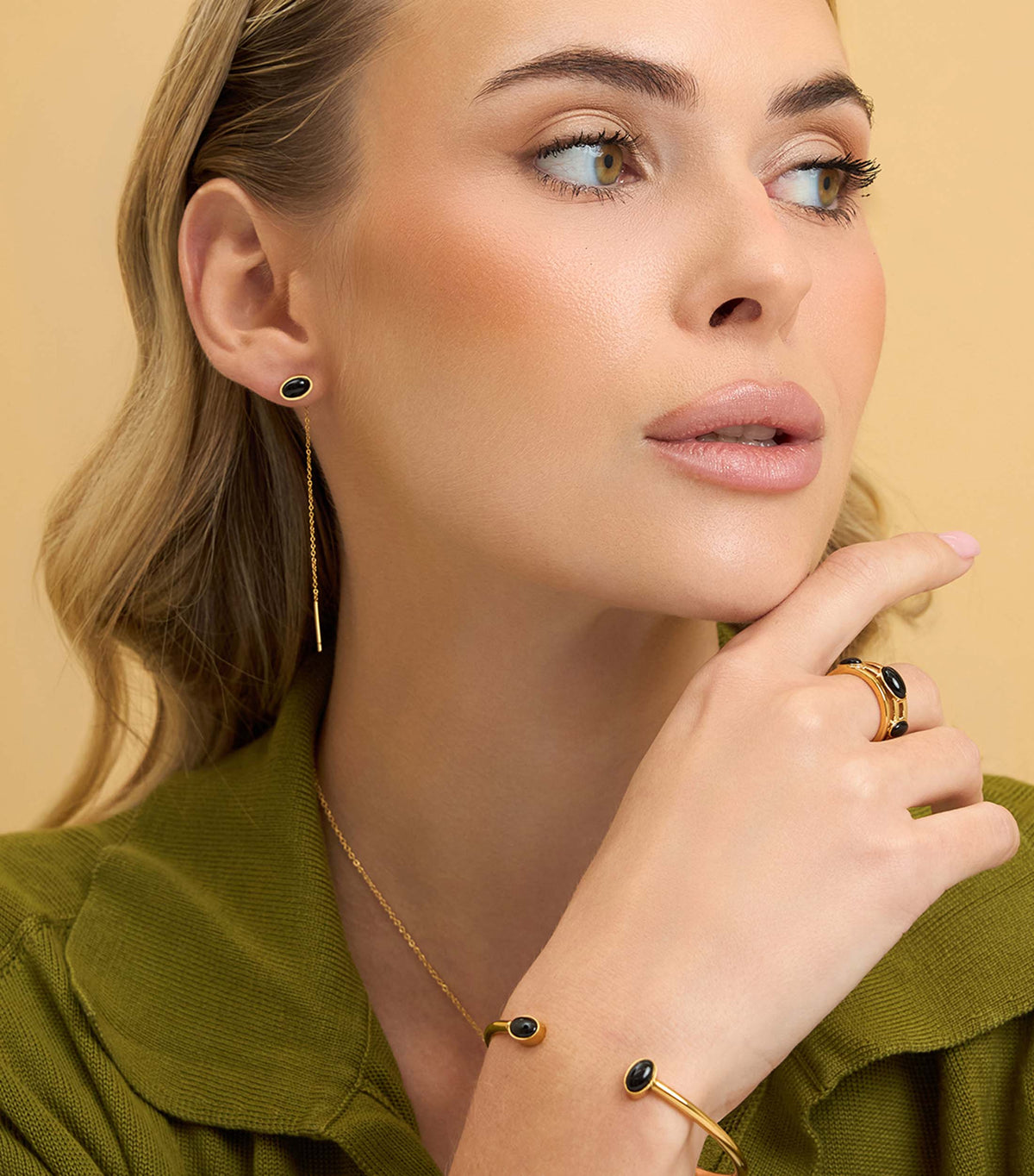 Onyx Thread Drop Earrings