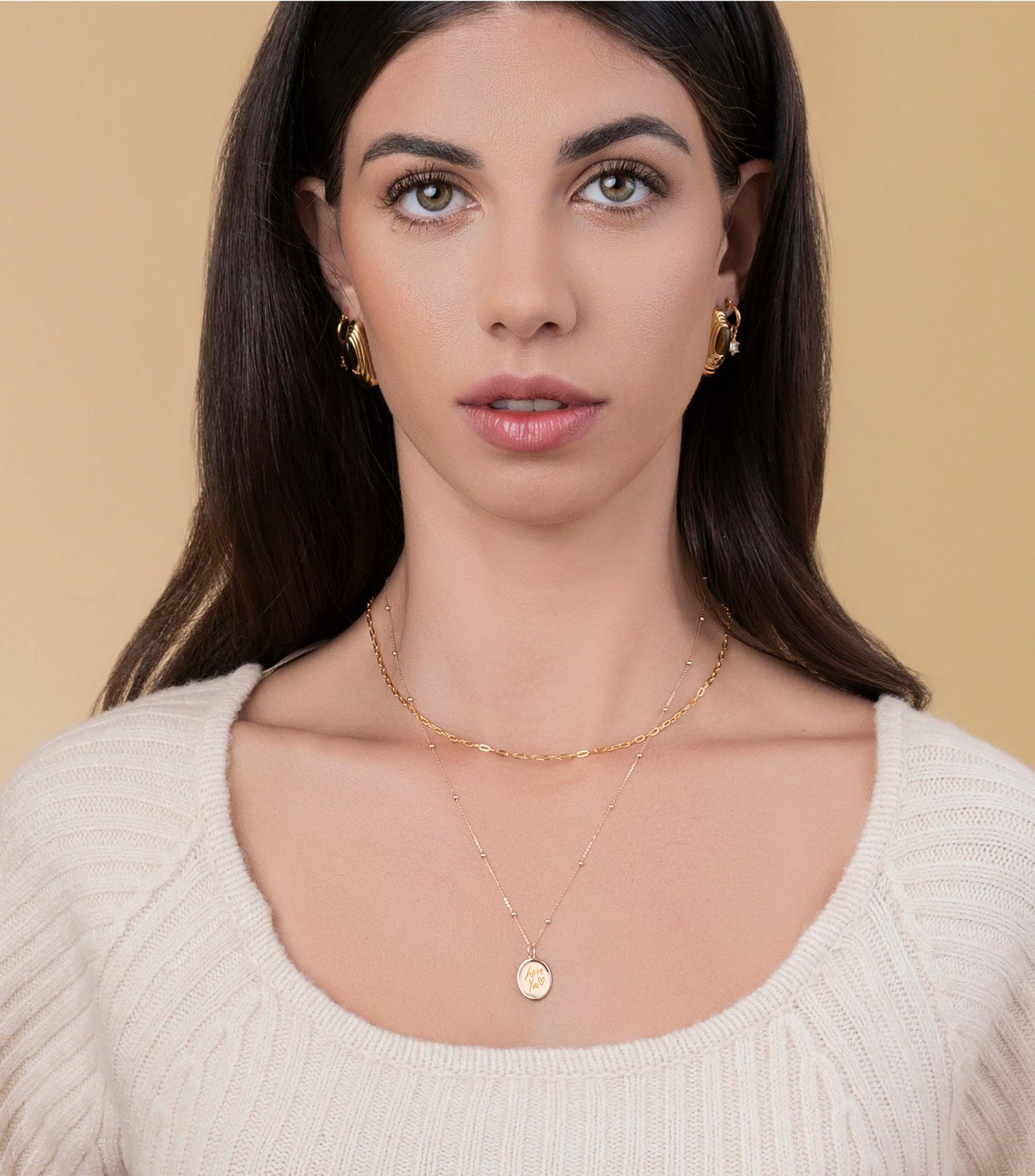 18k Solid Gold Fine Celestial Pendant with Script or Engraving