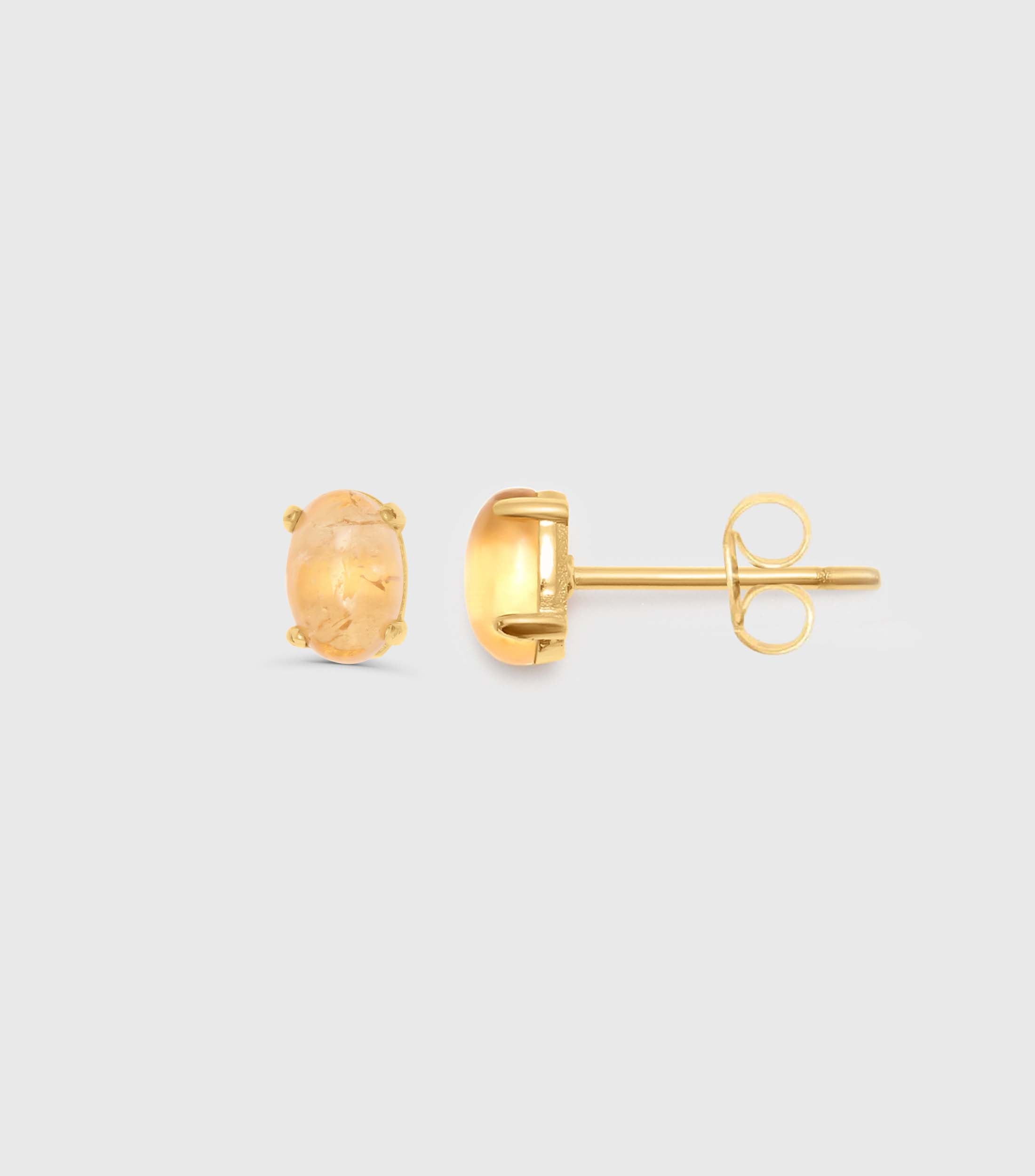Oval Citrine Stone Studs