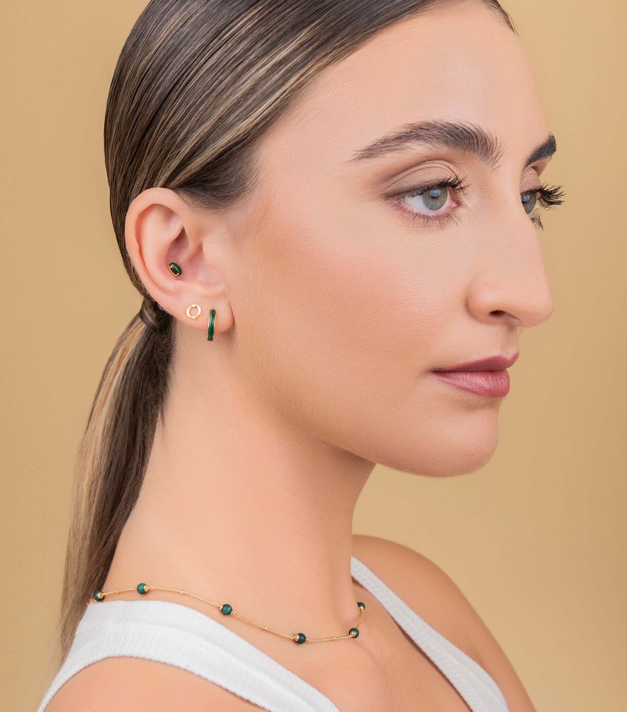 Oval Malachite Studs