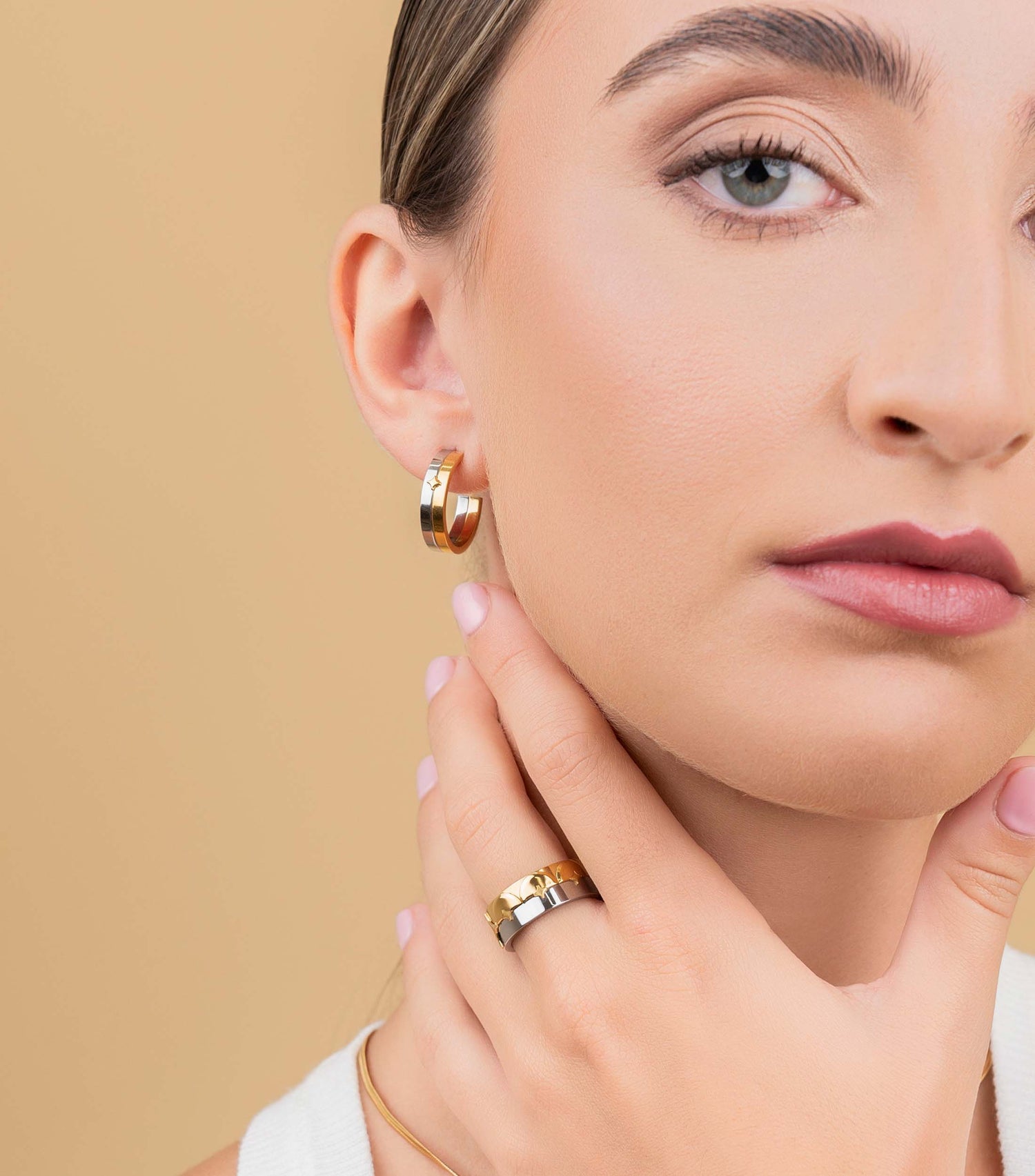 Two Toned Ring & Two Toned Hoops Gift Set