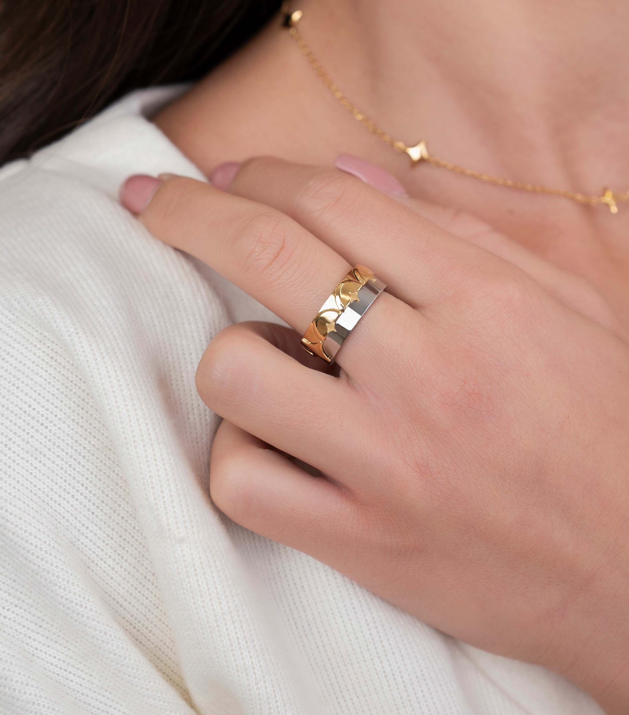 Two Toned Ring & Two Toned Hoops Gift Set