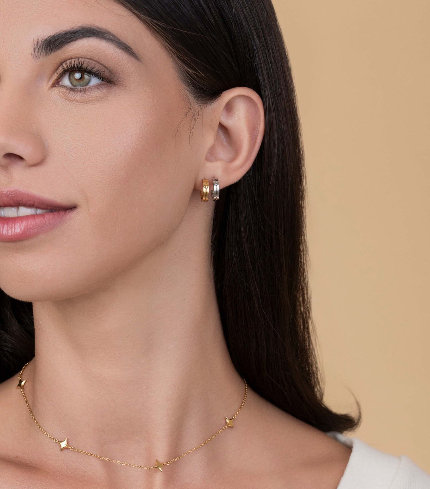 Gold Petite Hoops & Se-Luna Pointy Star Stud Earrings Gift Set