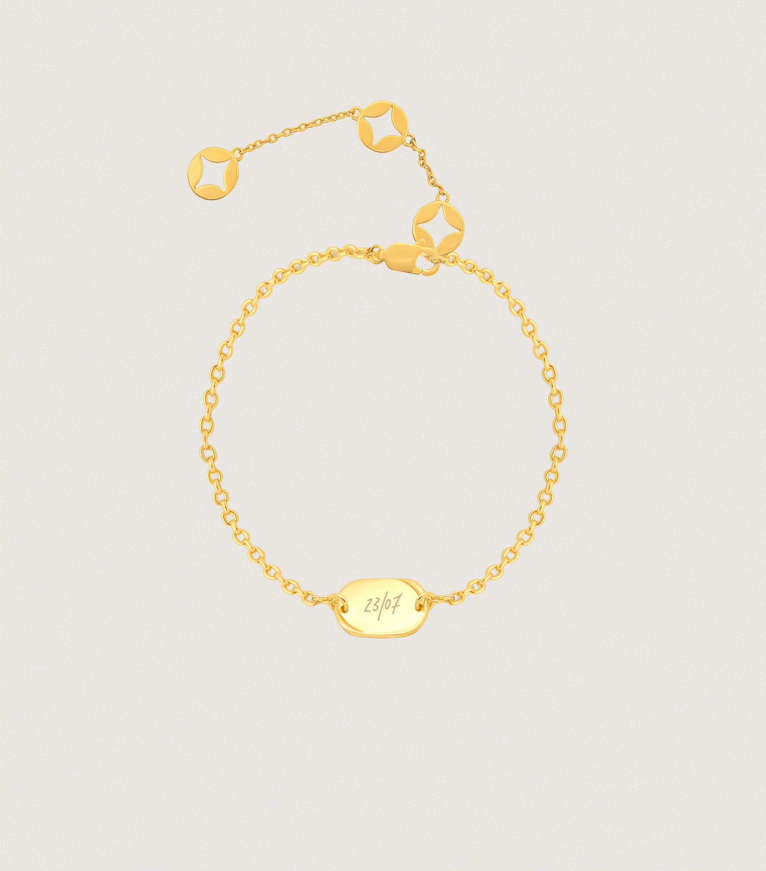 Vermeil Script Engraving Pendant Bracelet