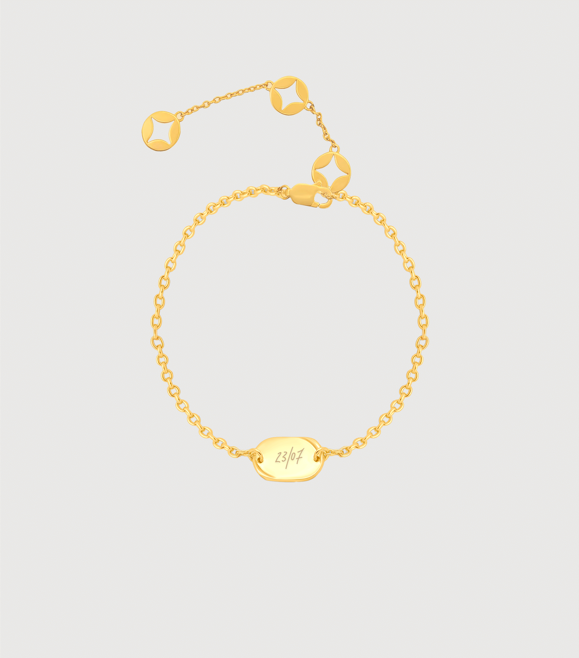 Vermeil Script Engraving Pendant Bracelet