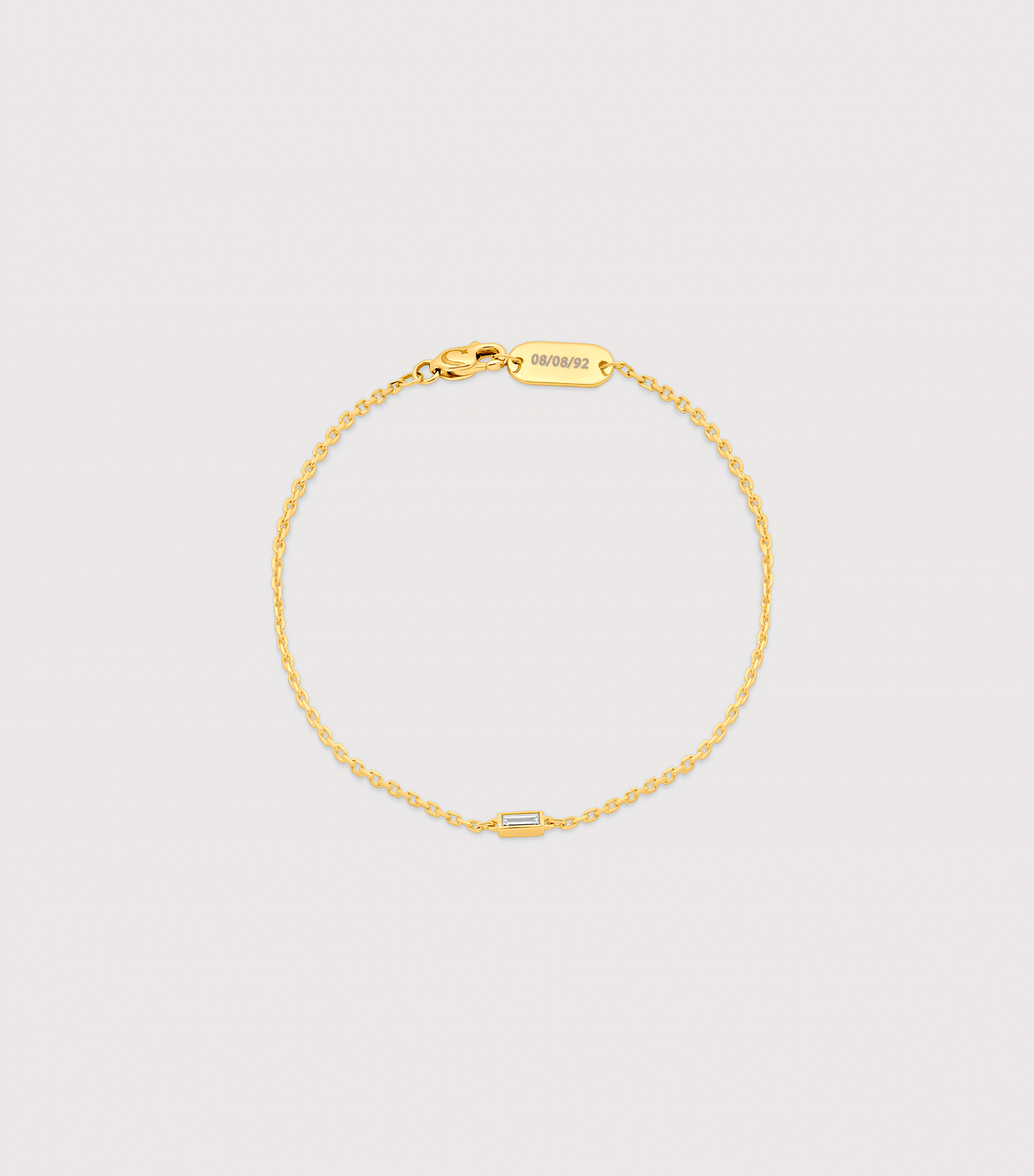 9K Solid Gold Baguette Diamond Cut  Bracelet with Engravable Pendant