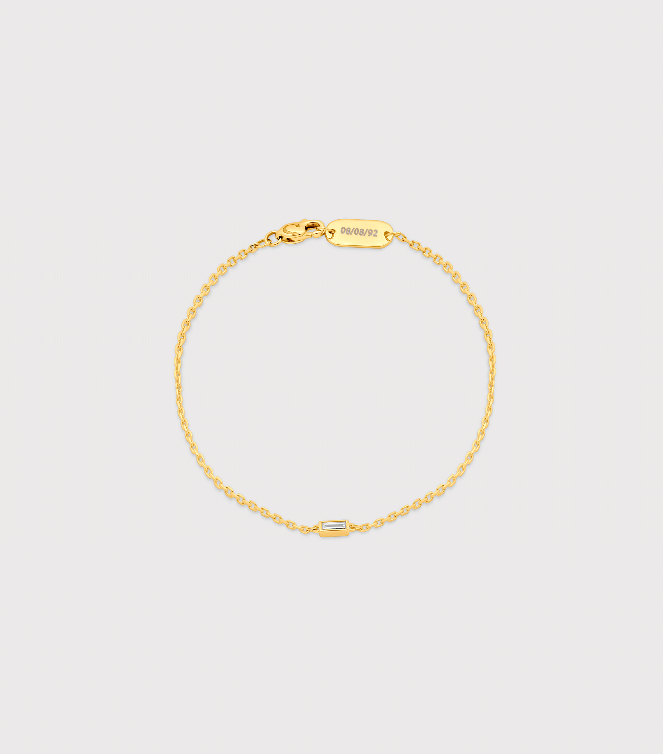 9K Solid Gold Baguette Diamond Cut  Bracelet with Engravable Pendant