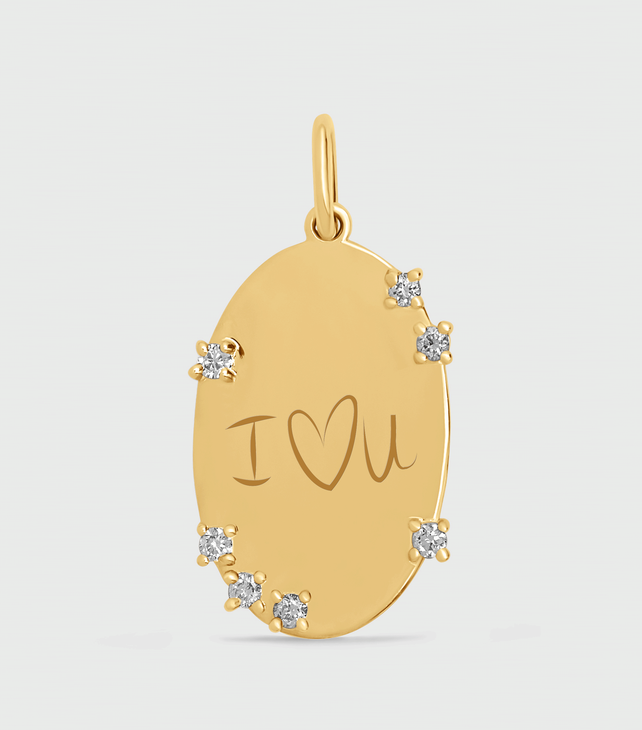 9K Celestial with 7 Lab-Grown Diamond Pendant with Script or Engraving