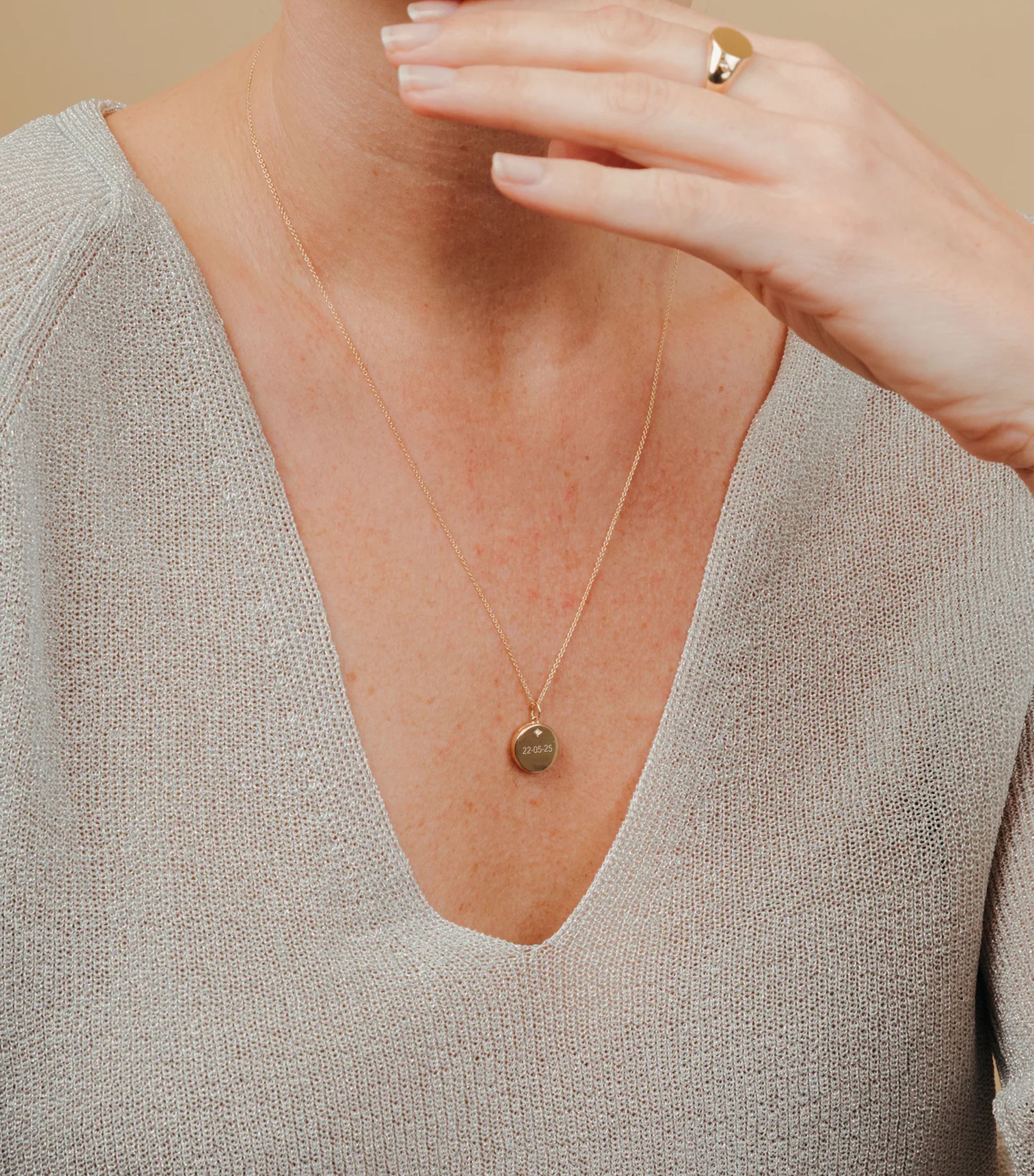 9K Solid Gold Blessed Engraving Locket with Lab Grown Diamond