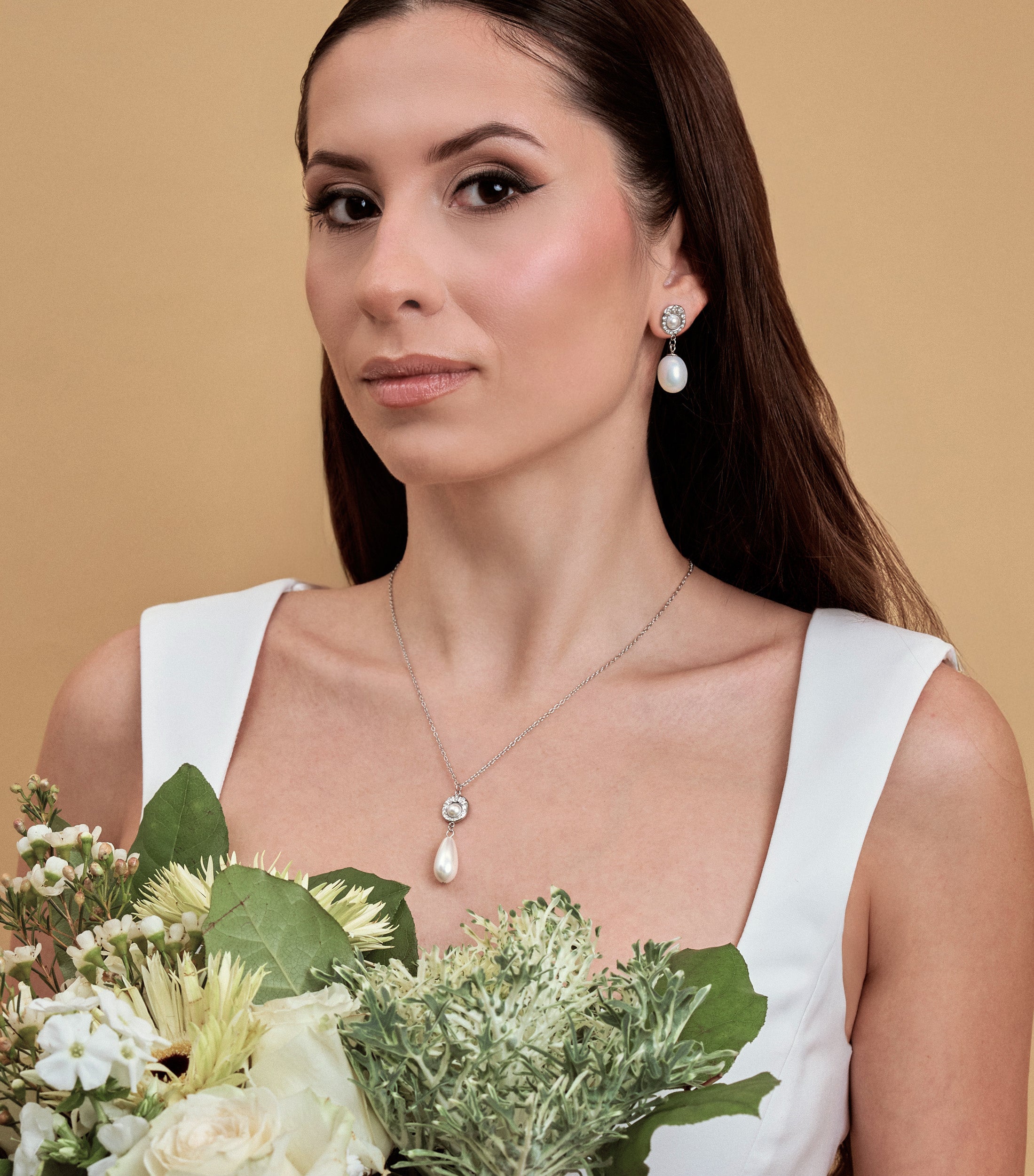 Pearl Drop Medallion Earrings