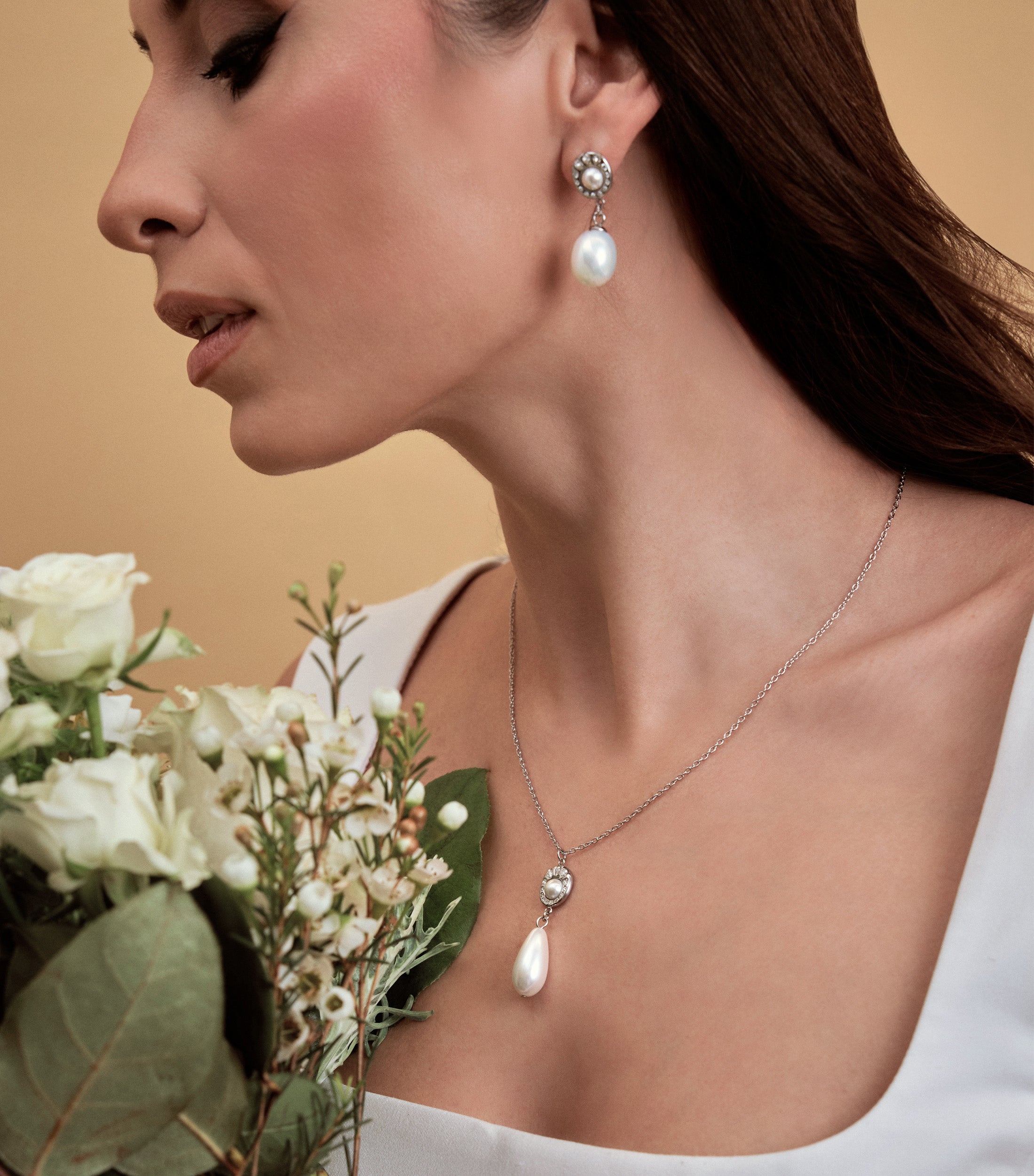 Pearl Drop Medallion Earrings