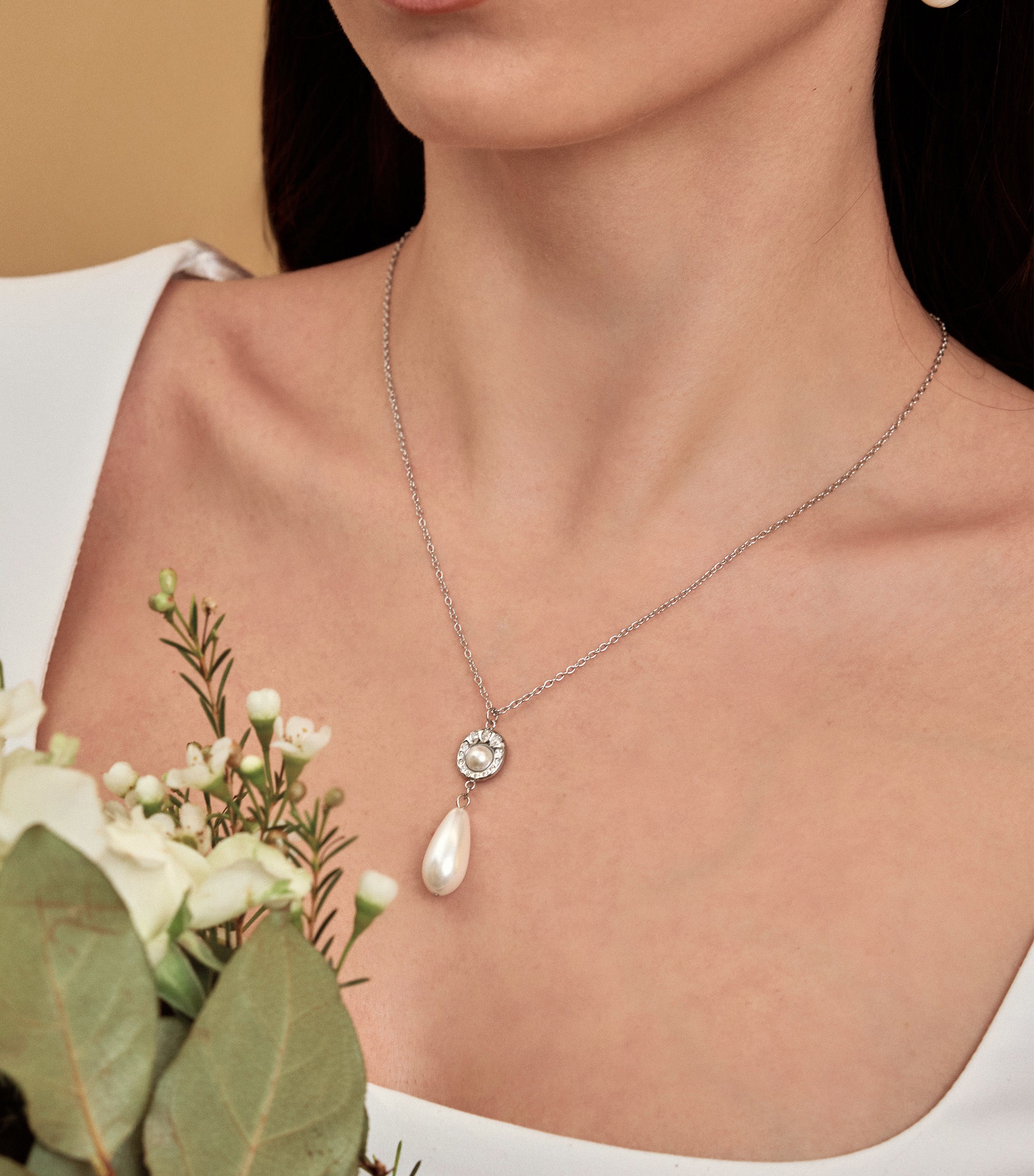 Pearl & Zirconia Medallion Pendant Necklace