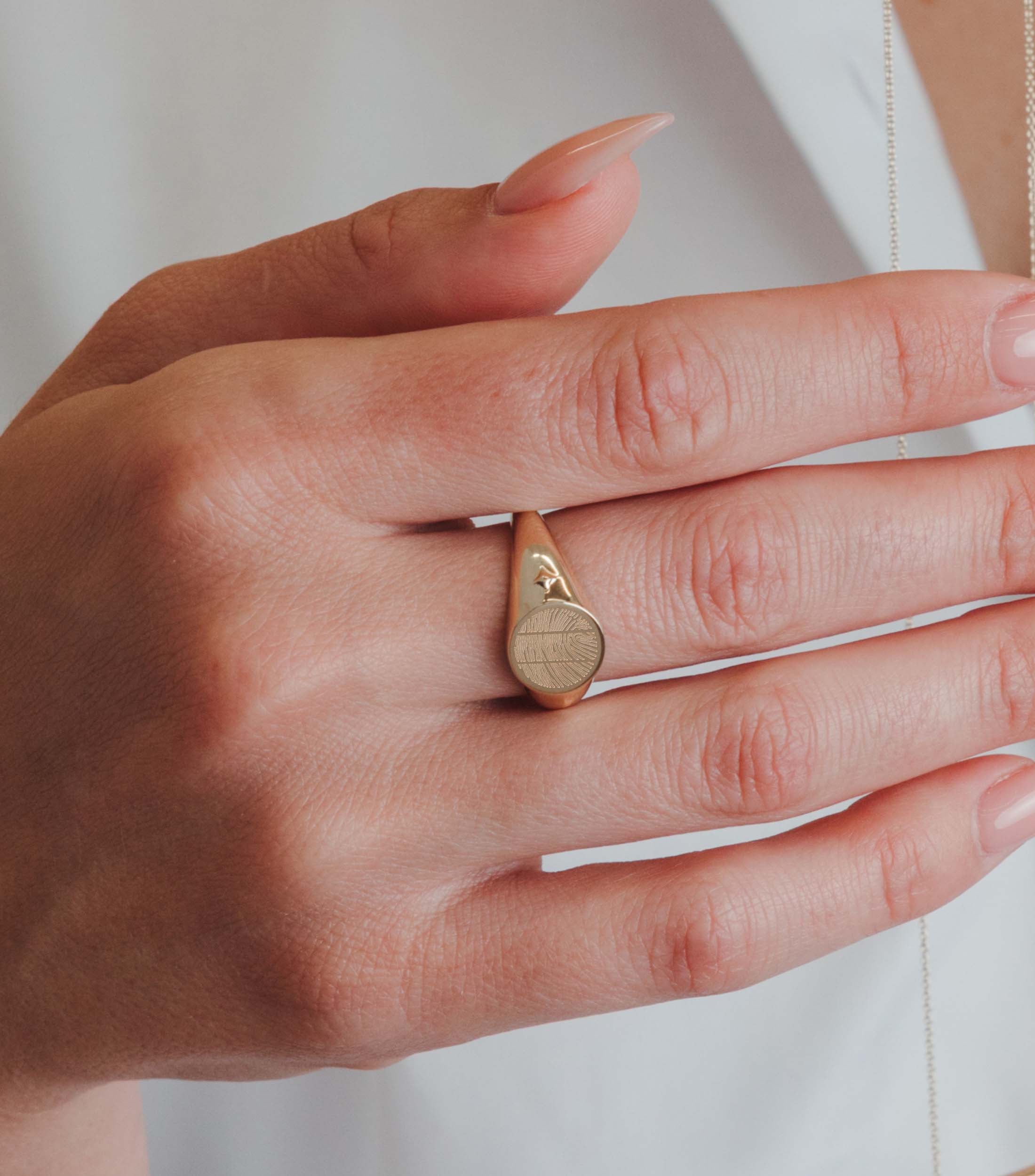 9K Solid Gold Celestial Fingerprint Ring