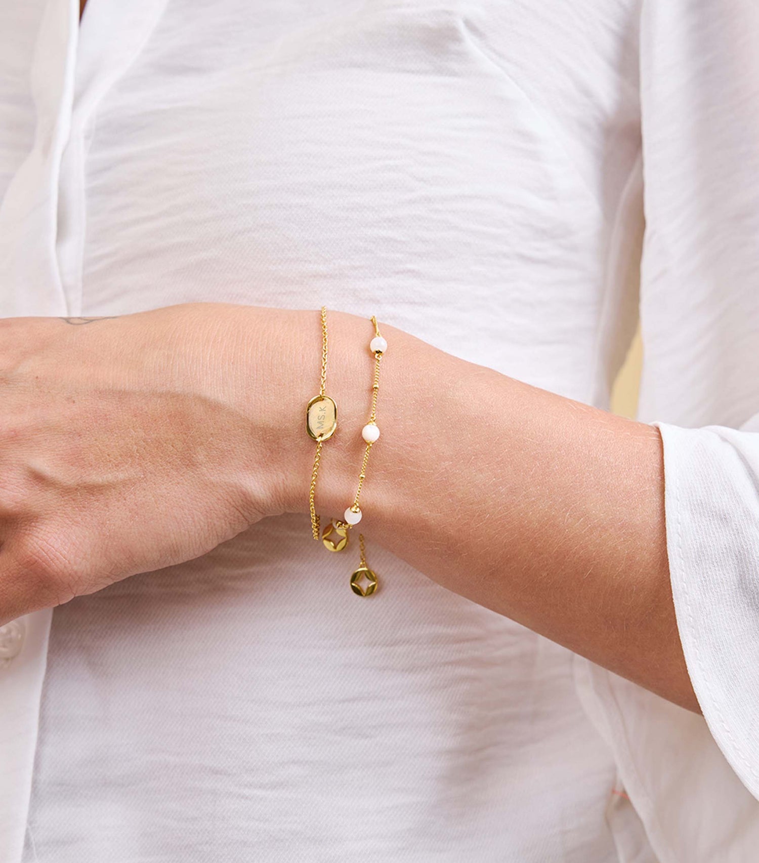 Vermeil Engraving Pendant Bracelet Teacher&