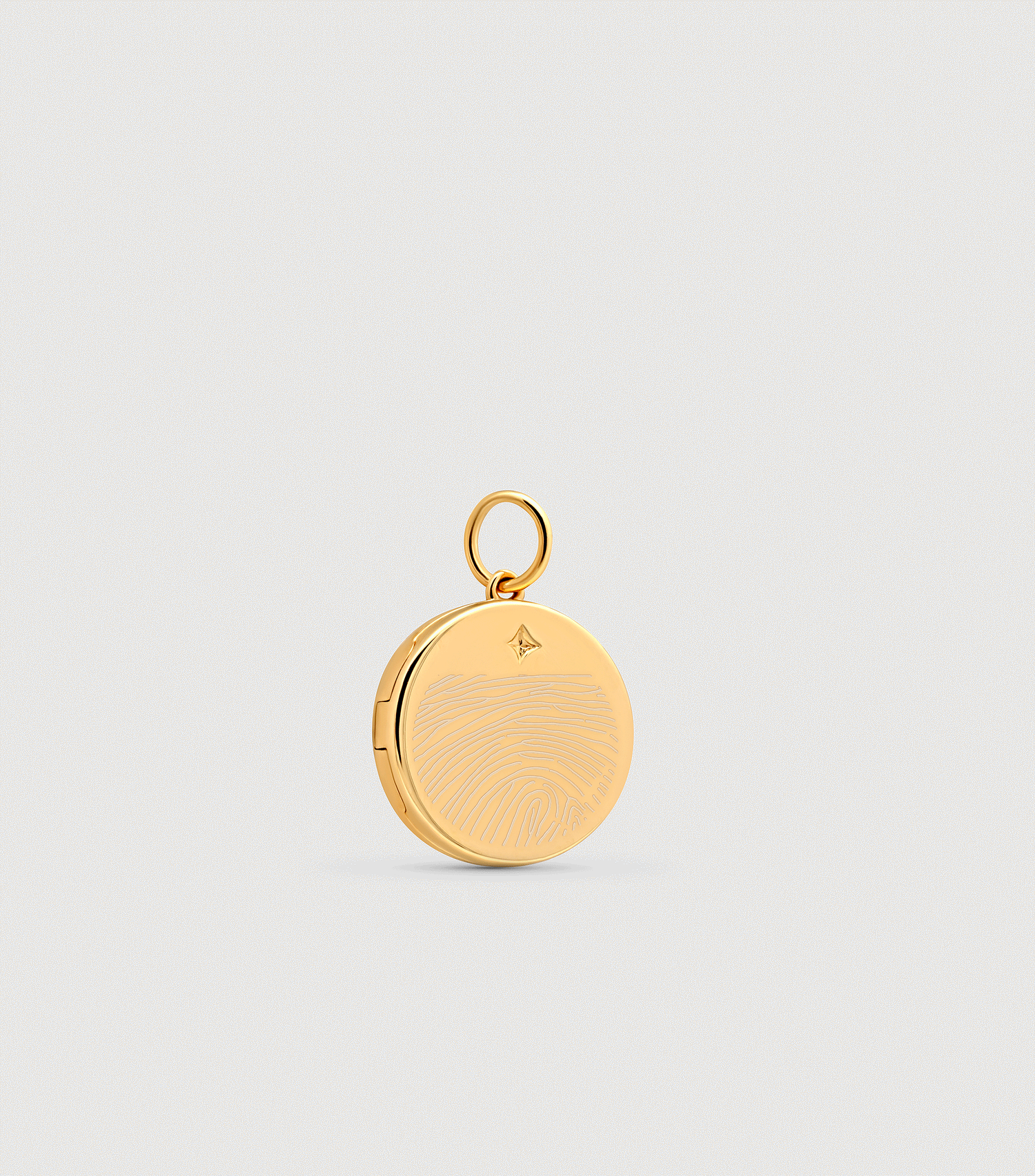 9K Solid Gold Celestial Fingerprint Locket Pendant with Se-Luna Motif
