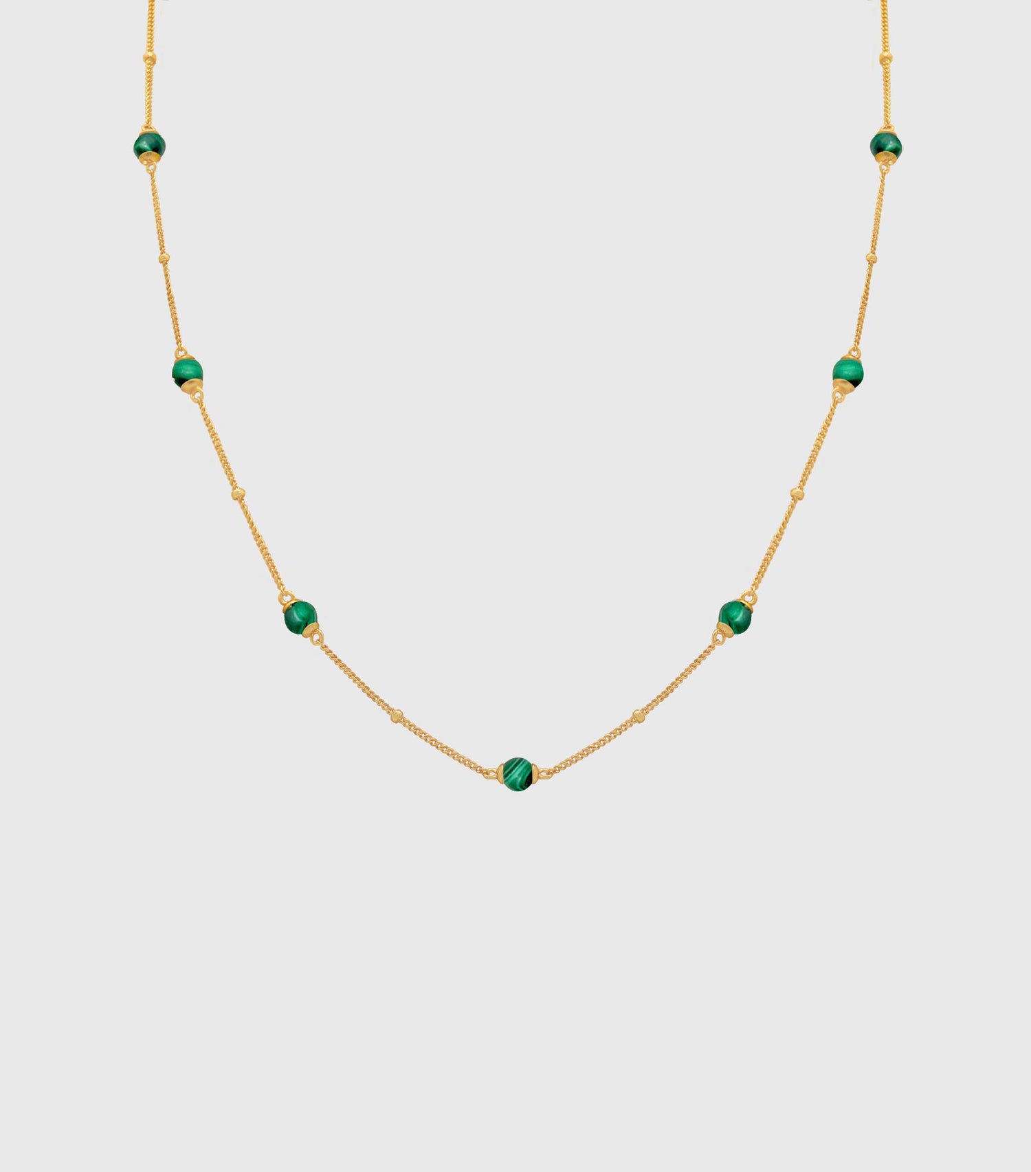 Ball Chain Necklace in Malachite