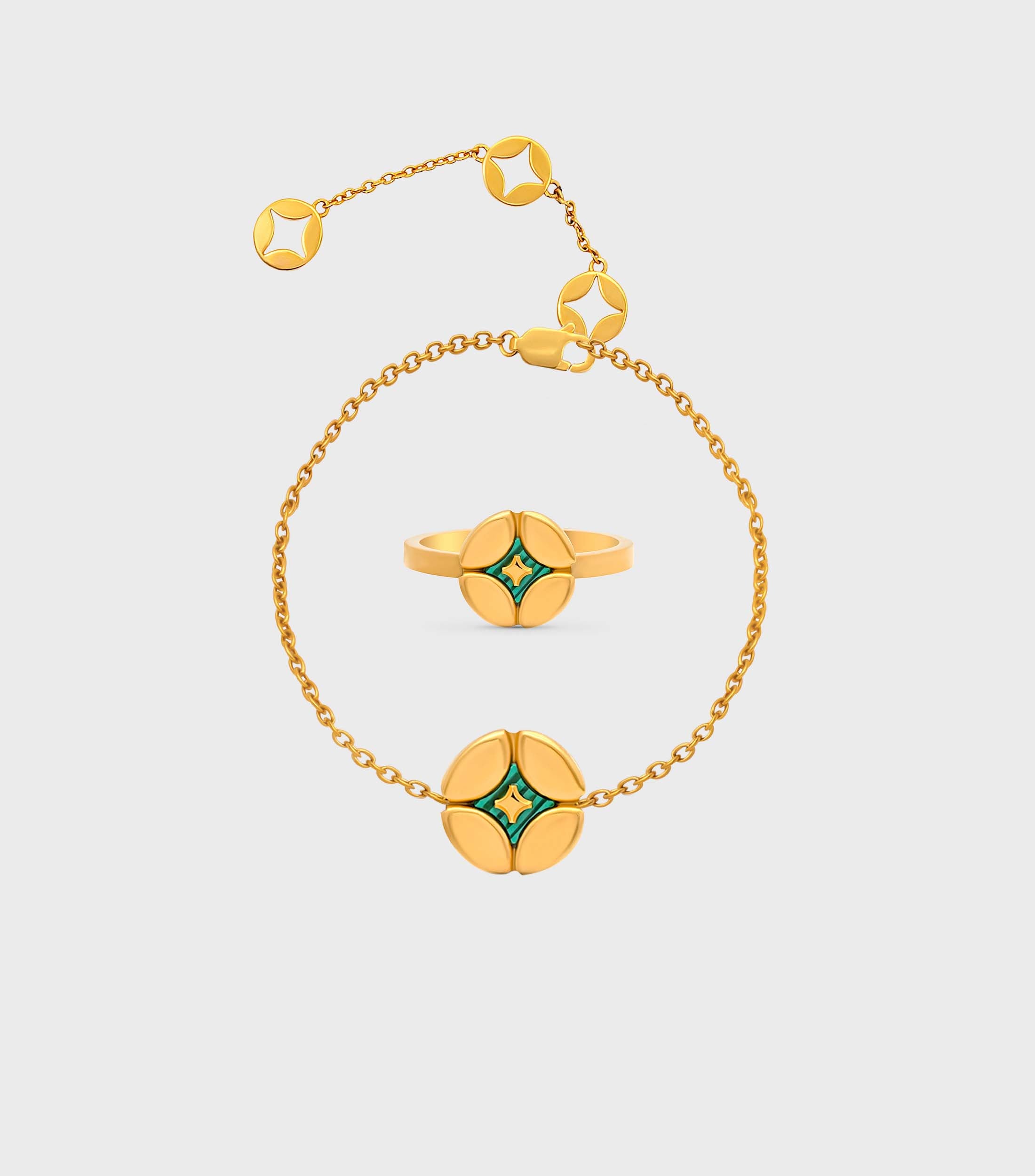 Malachite Pillow Ring & Malachite Pillow Bracelet Gift Set