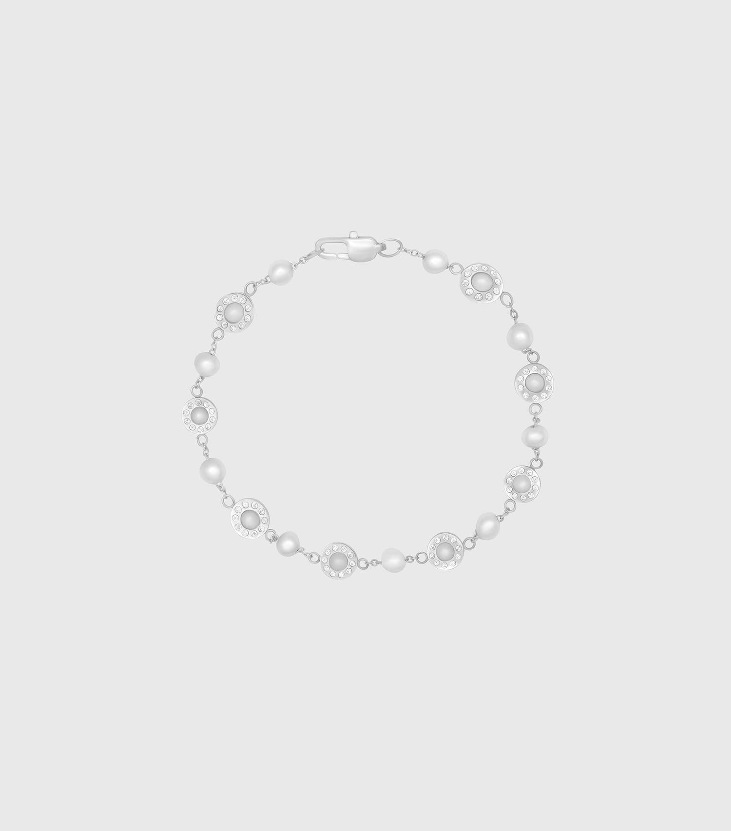 Pearl & Zirconia Medallion Bracelet
