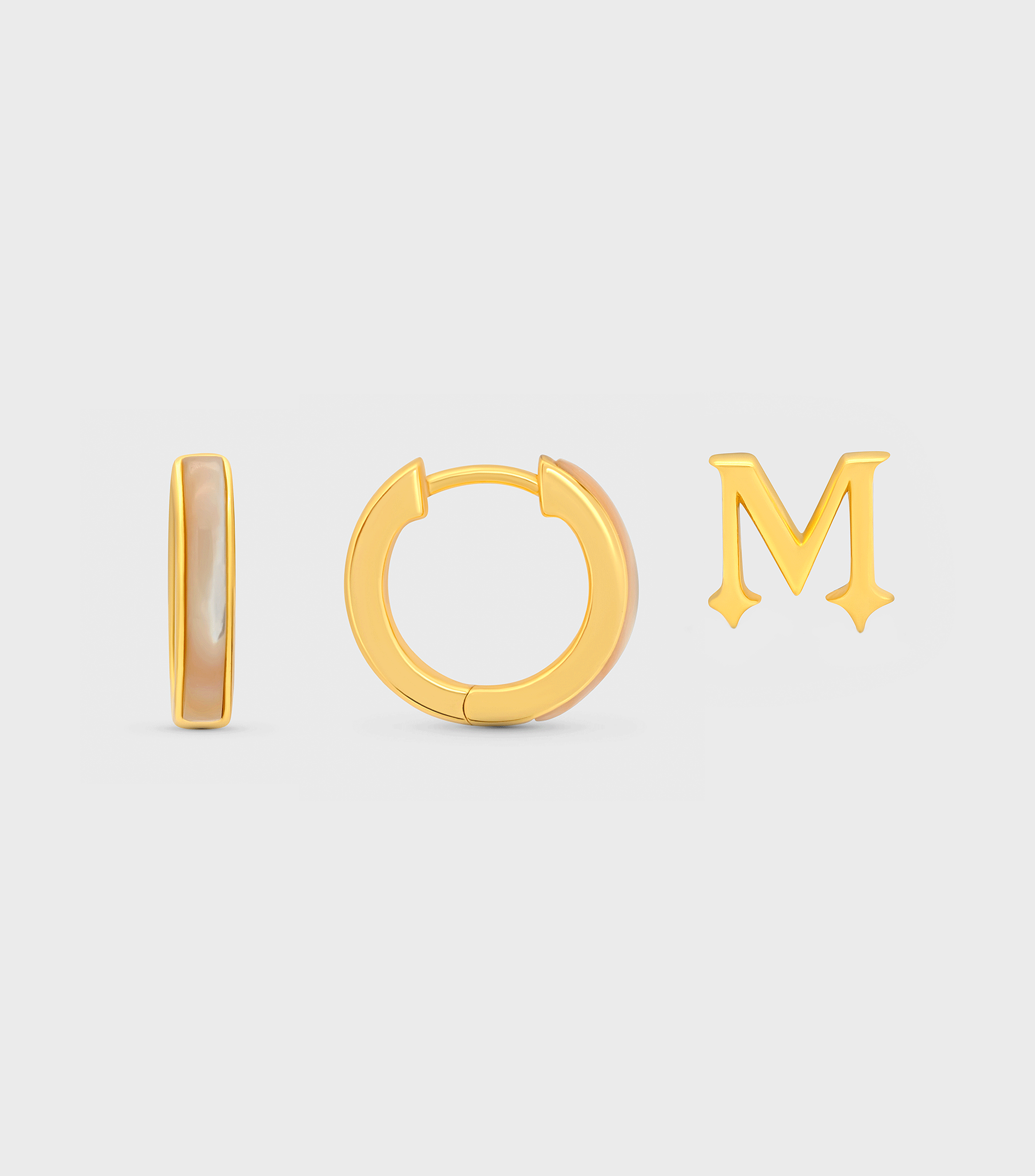 Mother of Pearl Hoop Earrings & Initial Stud Earring Gift Set