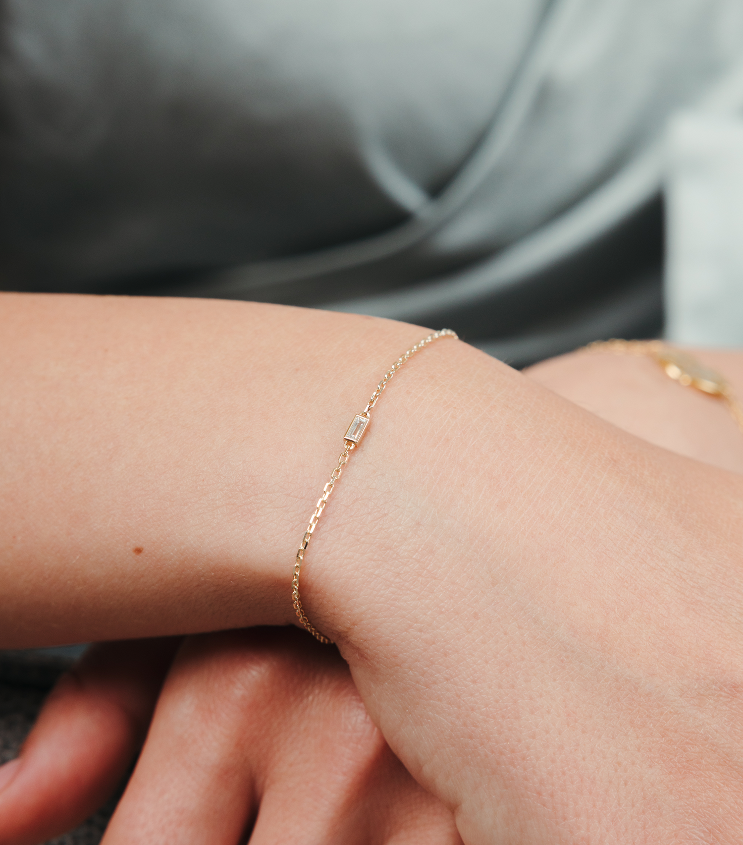 9K Solid Gold Baguette Diamond Cut  Bracelet with Engravable Pendant