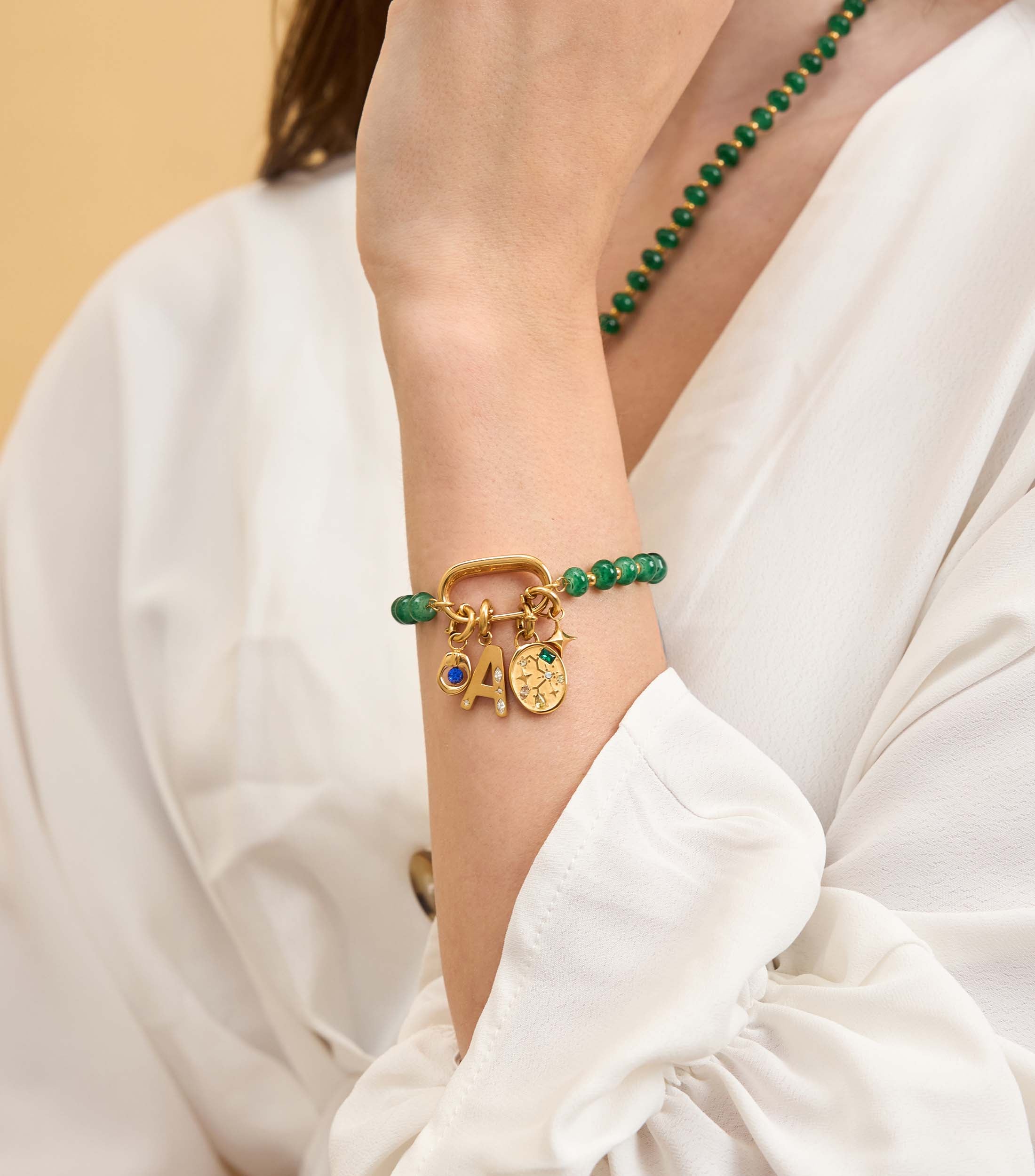 Green Beaded Charm Bracelet Gift Set