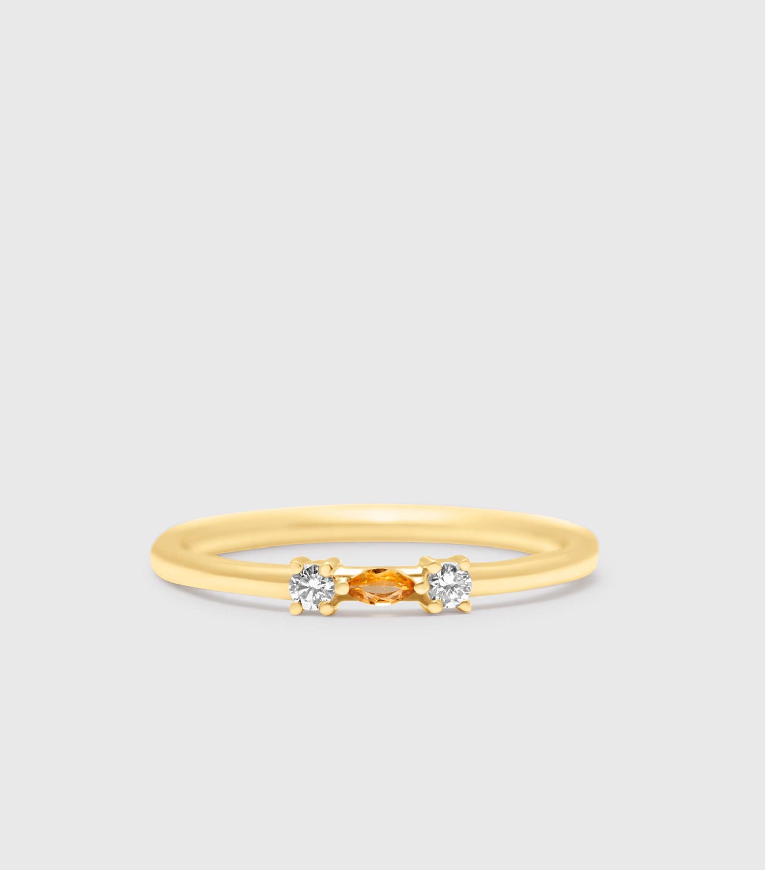 9K Gold Marquise-Cut Citrine and Diamond Ring