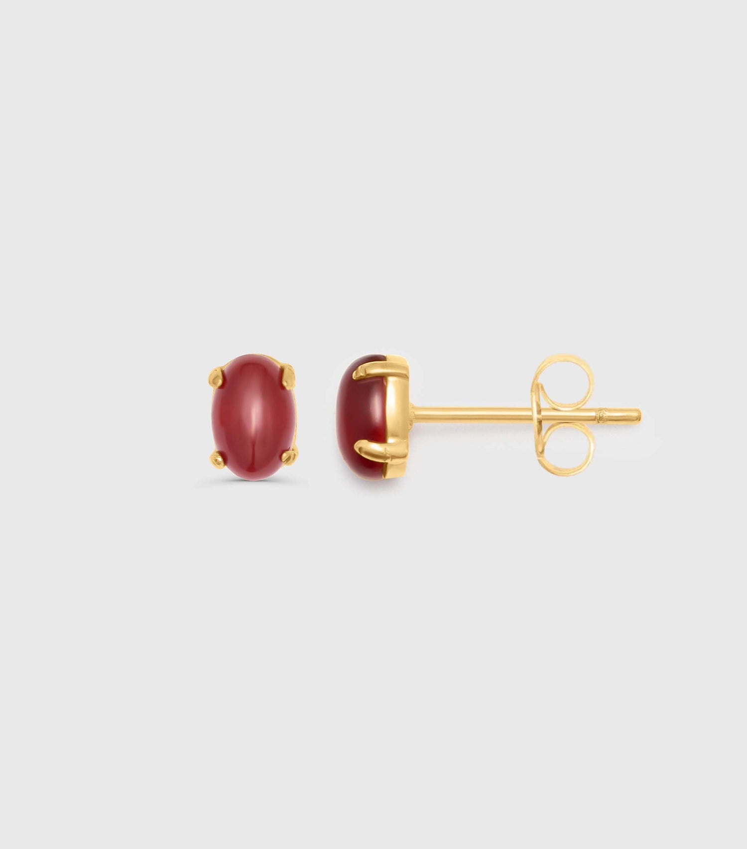 Oval Red Agate Stone Studs