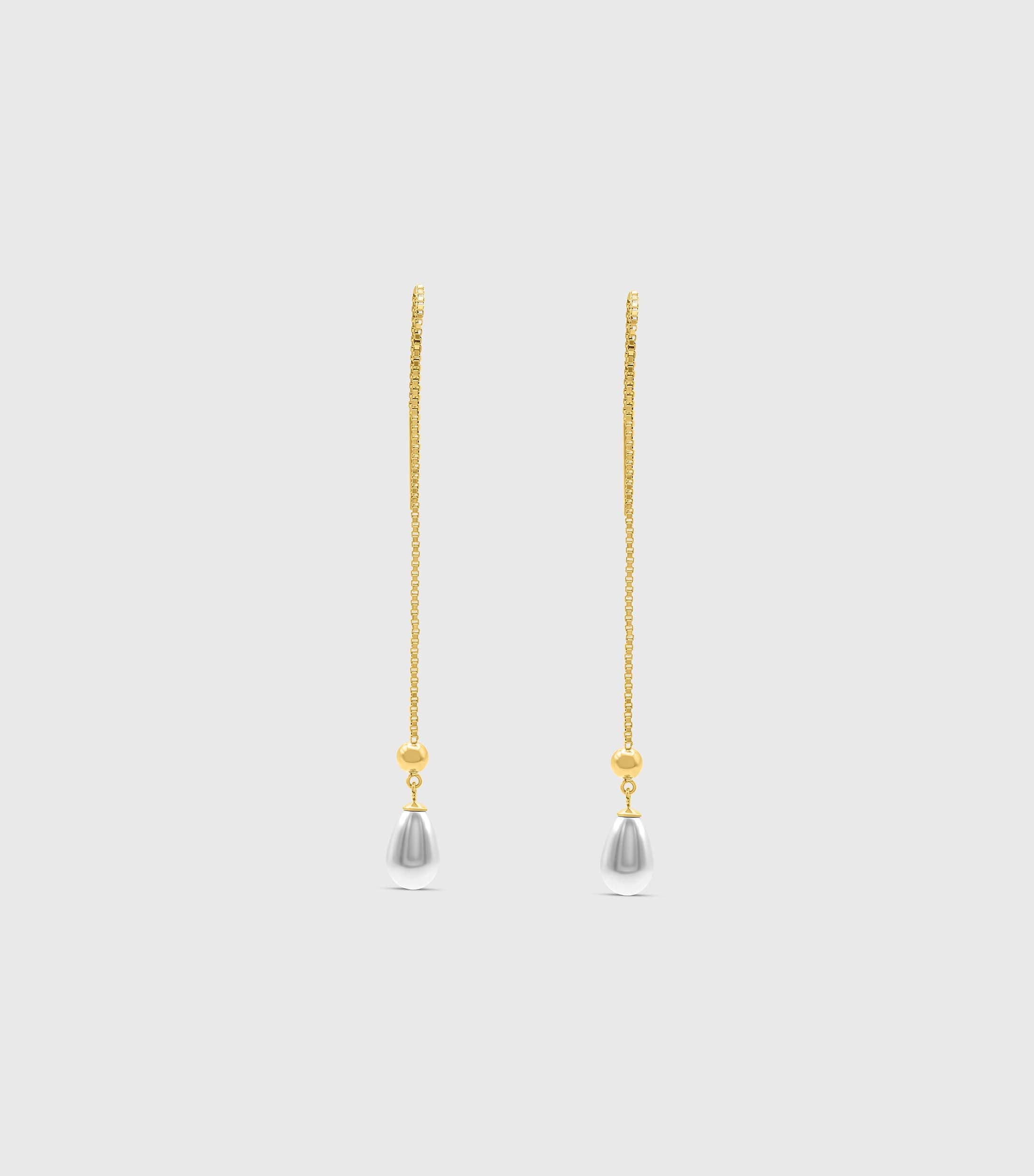Golden Thread Pearl Drop Earrings