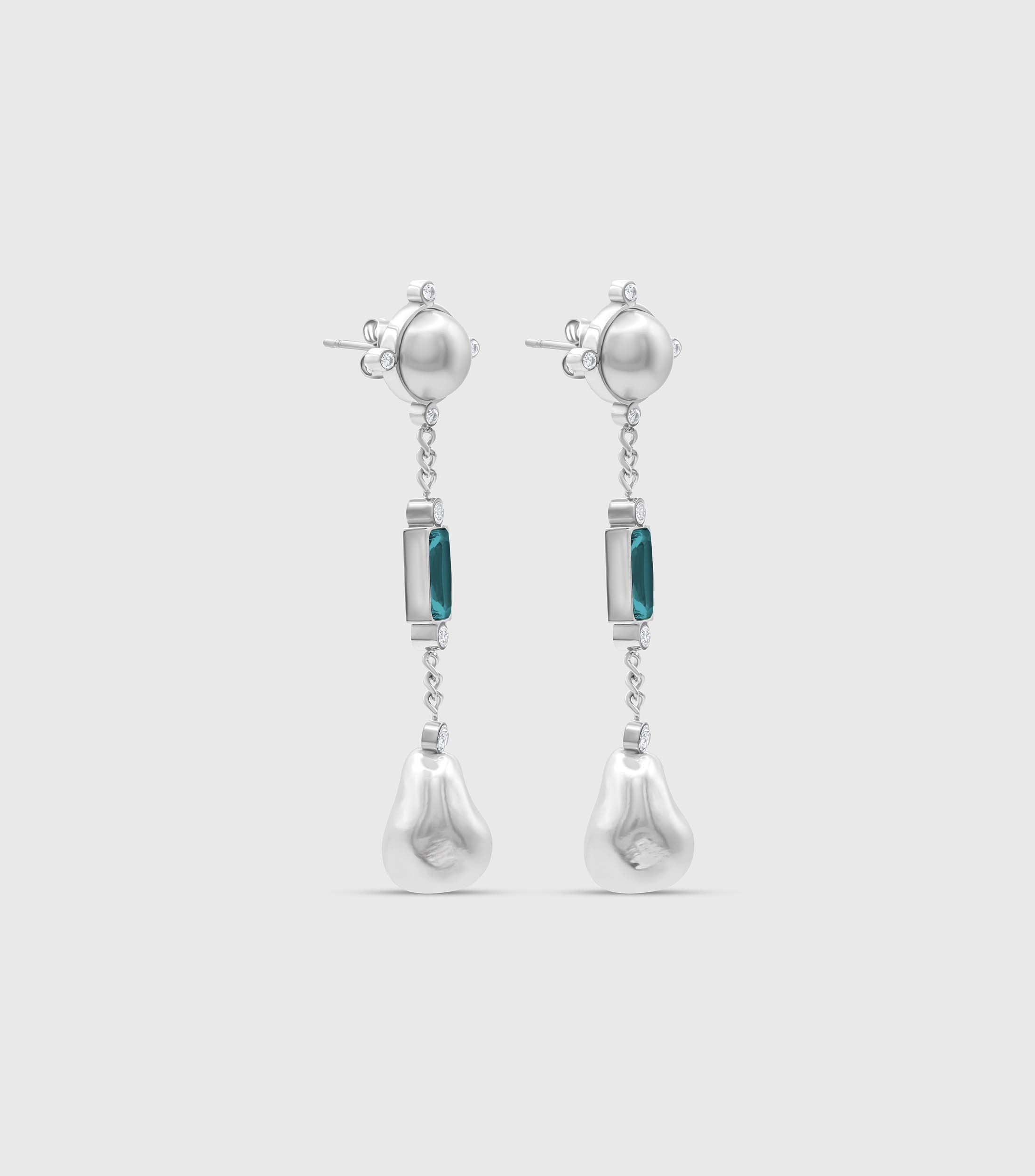 Turquoise Cascade Pearl Drop Earrings