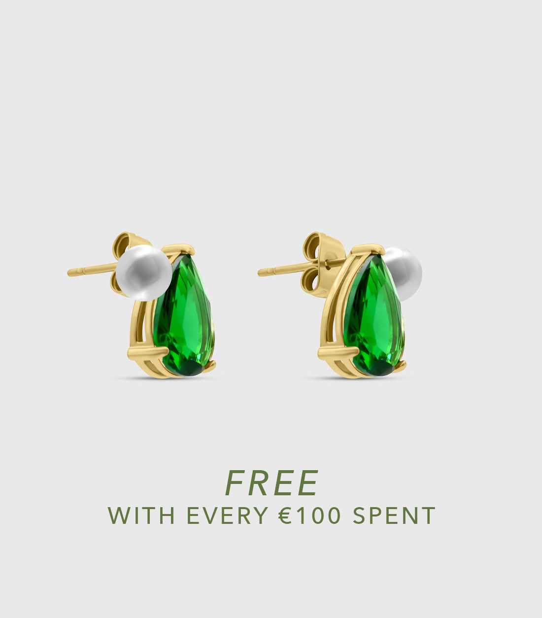 Emerald Pear-Cut Zirconia & Pearl Stud