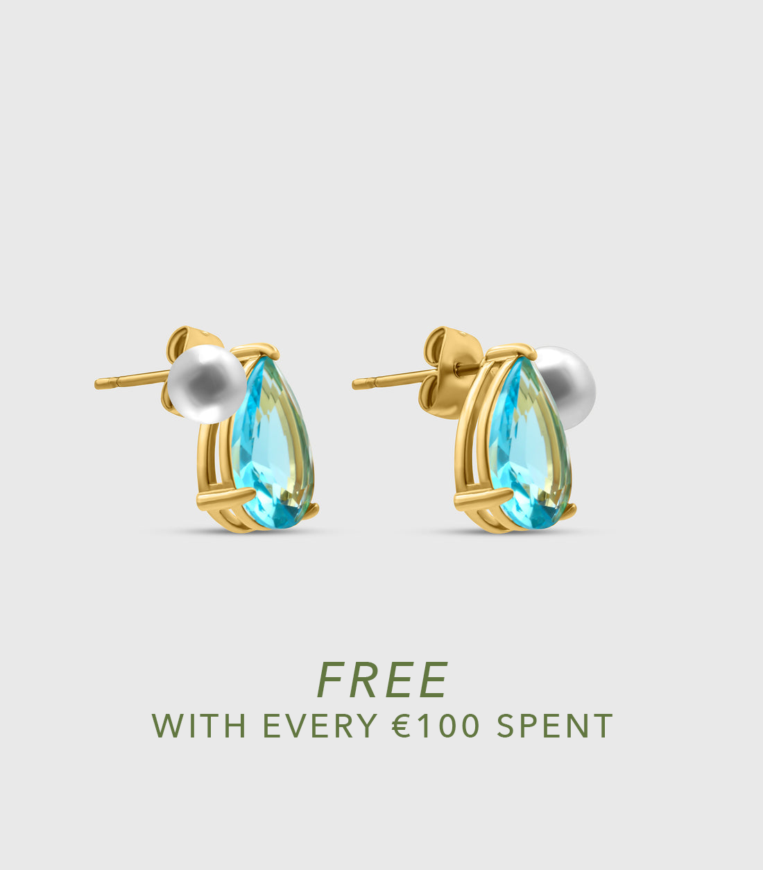 Turquoise Pear-Cut Zirconia & Pearl Stud