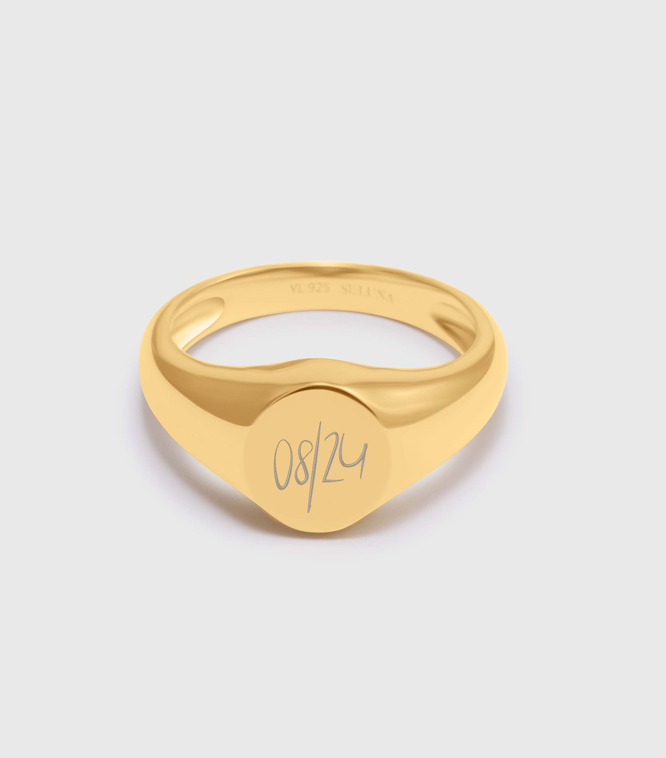 Vermeil Engraving & Script Signet Ring Menswear