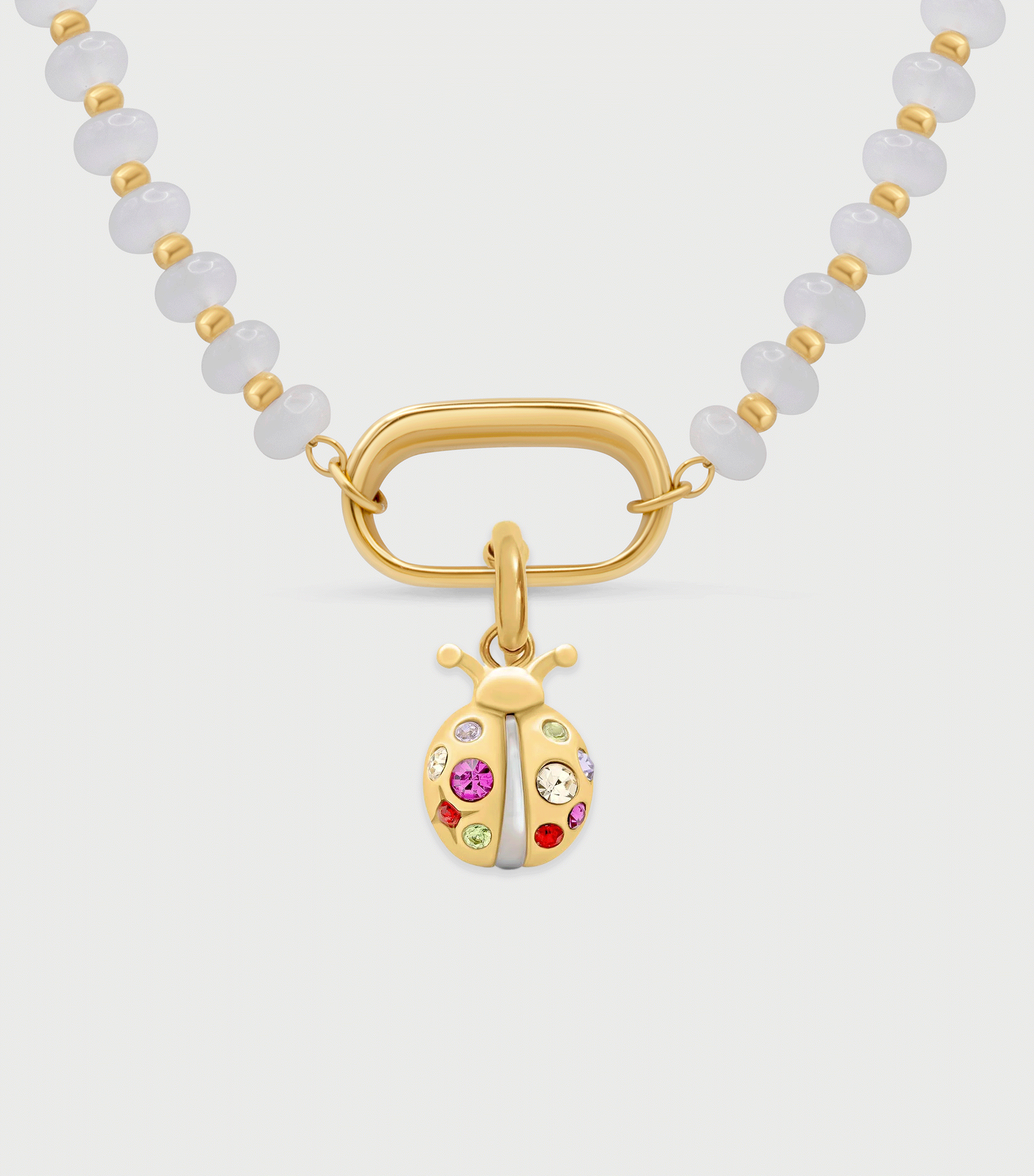 White Beaded Charm Necklace Gift Set