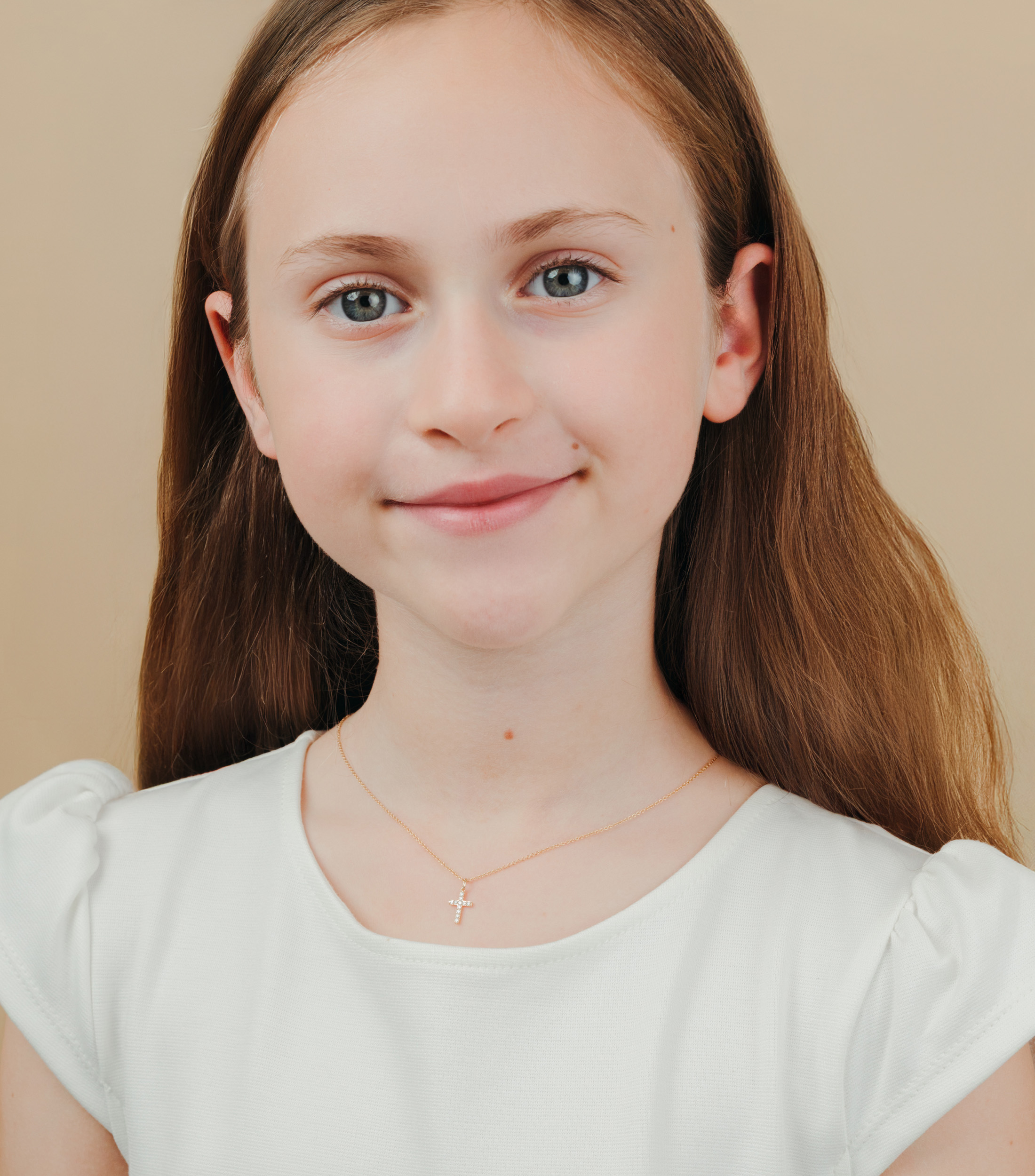 9K Gold Lab Grown Diamond-Studded Cross Pendant