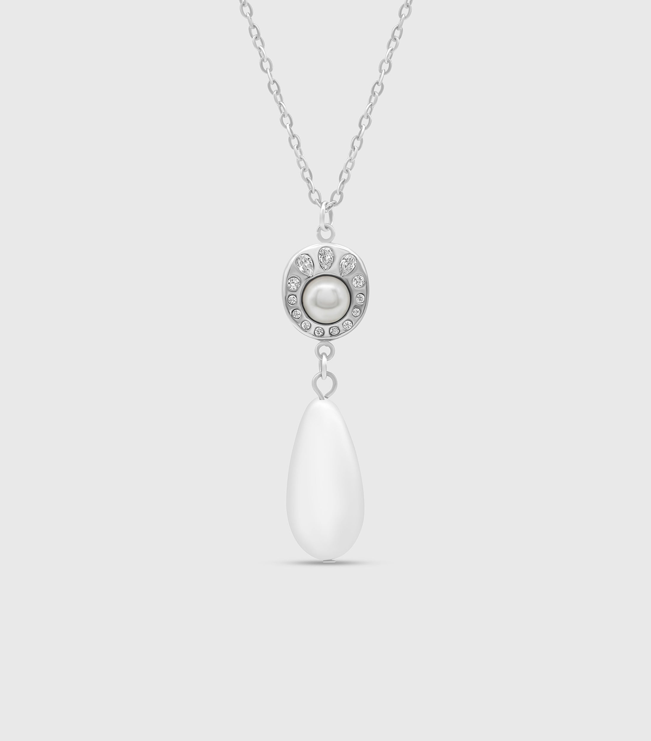 Pearl & Zirconia Medallion Pendant Necklace