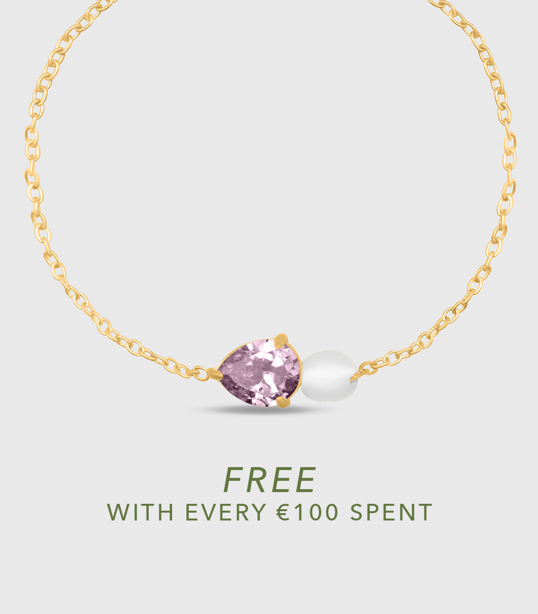 Pink Pear-Cut Zirconia & Pearl Bracelet in Gold