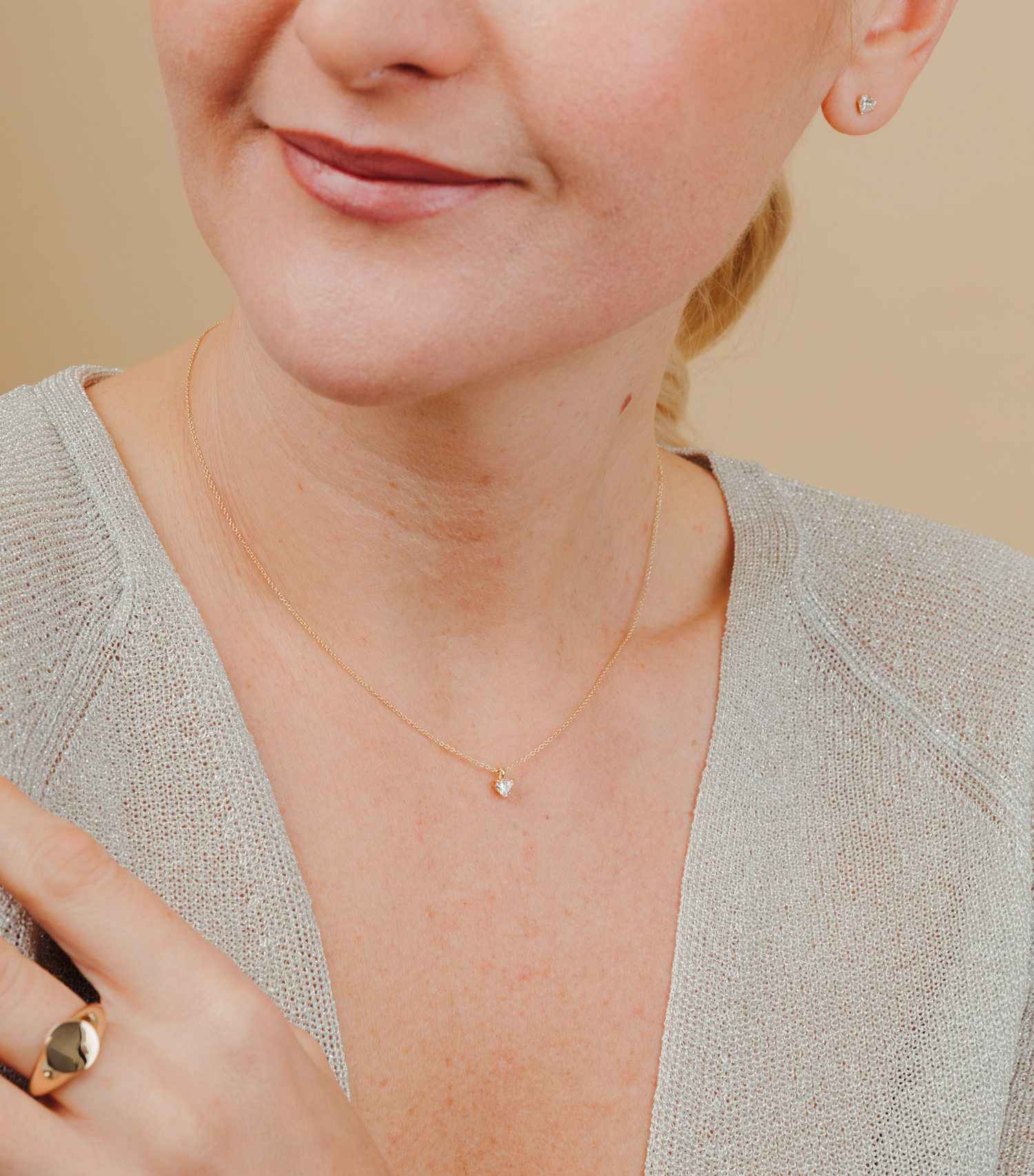 18K Solid Gold Lab Grown Diamond Shaped Heart Pendant