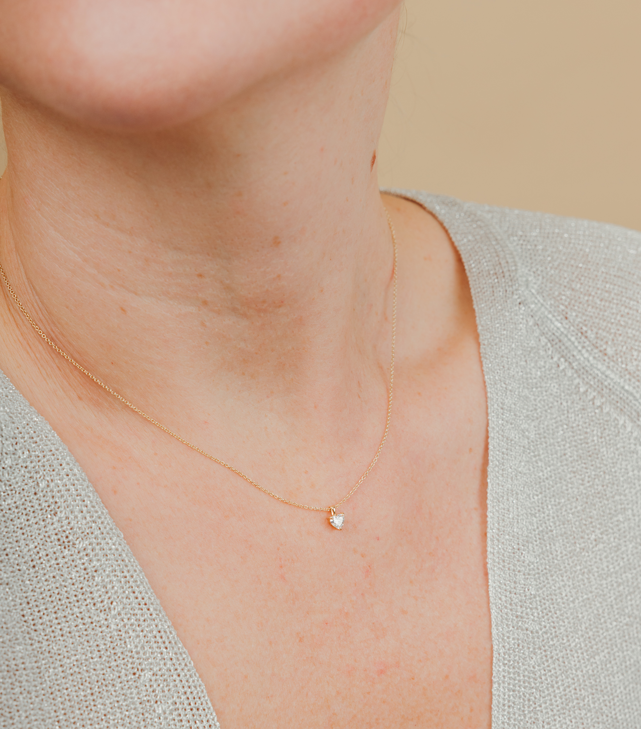 18K Solid Gold Lab Grown Diamond Shaped Heart Pendant