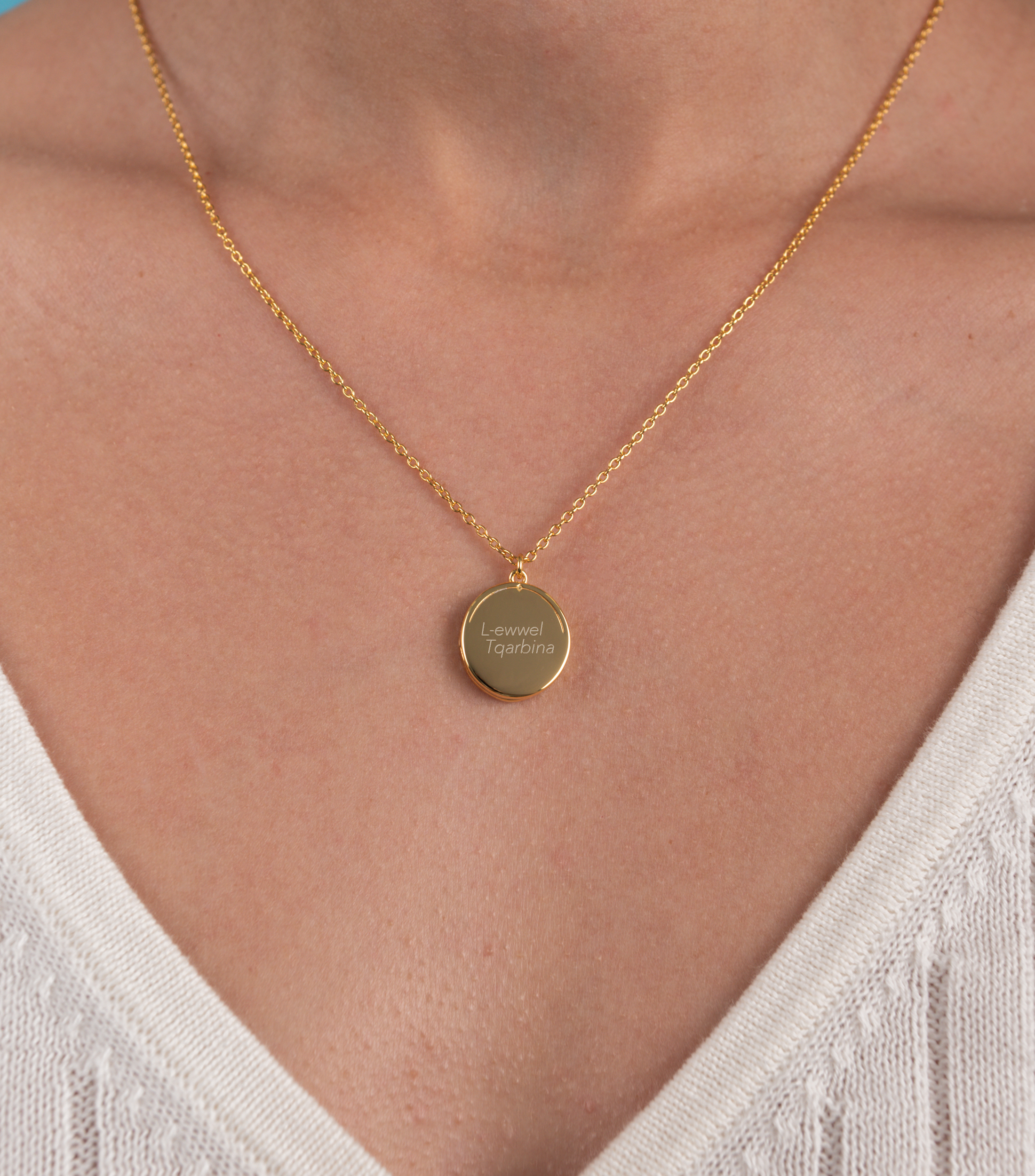 Blessed Engraving Oval Locket in Vermeil