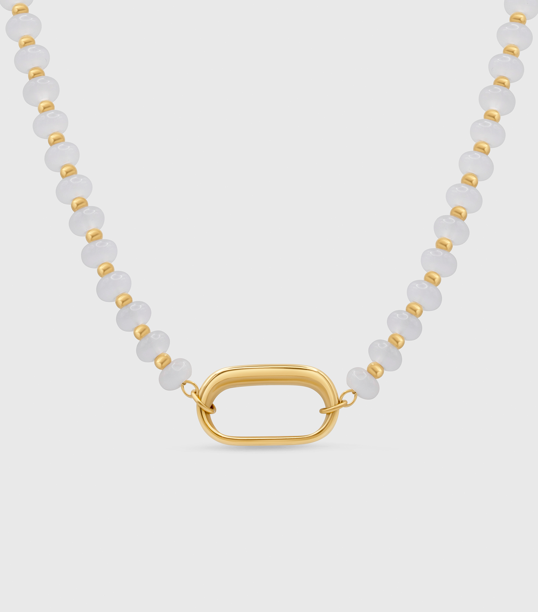 White Beaded Charm Necklace