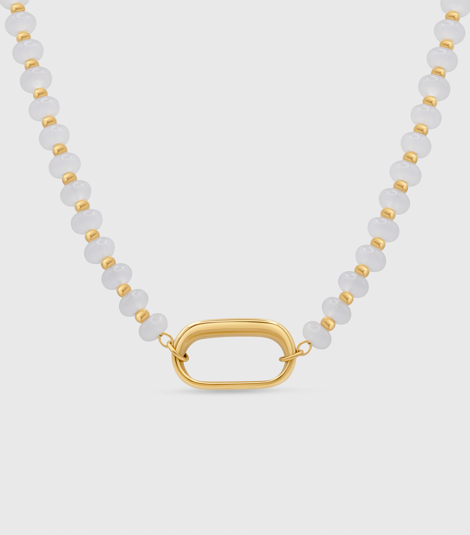 White Beaded Charm Necklace