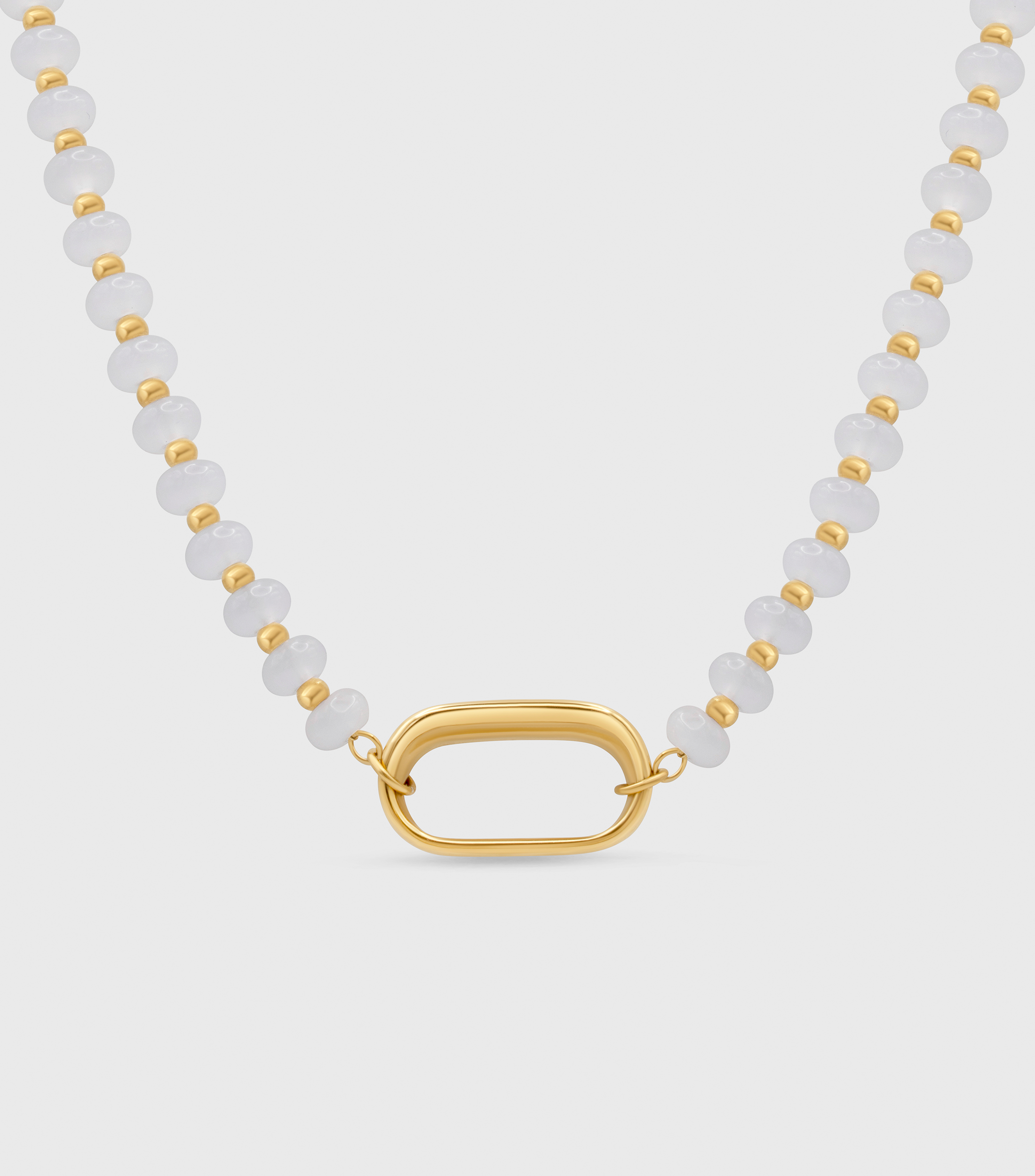 White Beaded Charm Necklace