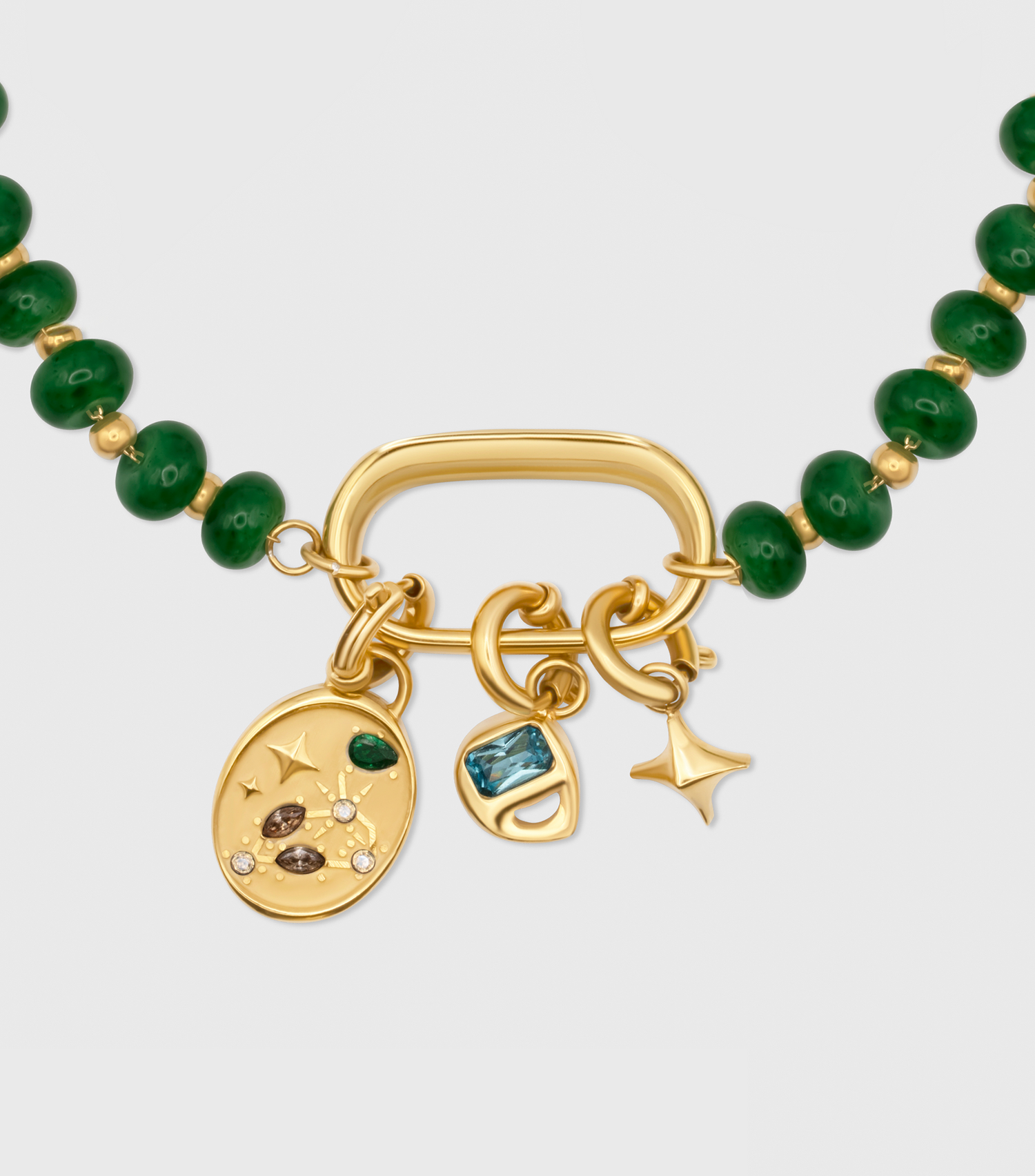 Green Beaded Charm Bracelet