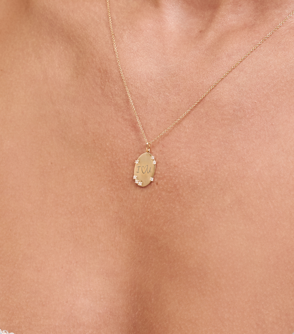 9K Celestial with 7 Lab-Grown Diamond Pendant with Script or Engraving